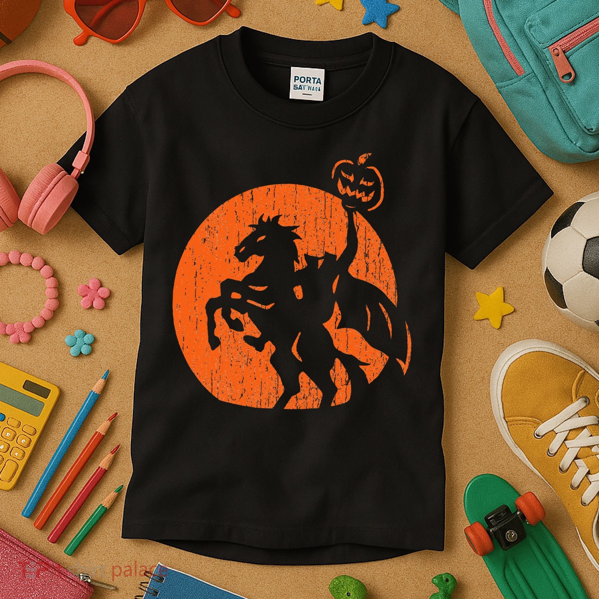 Halloween Headless Horseman Folklore Pumpkin JackOLantern Kids T-Shirt