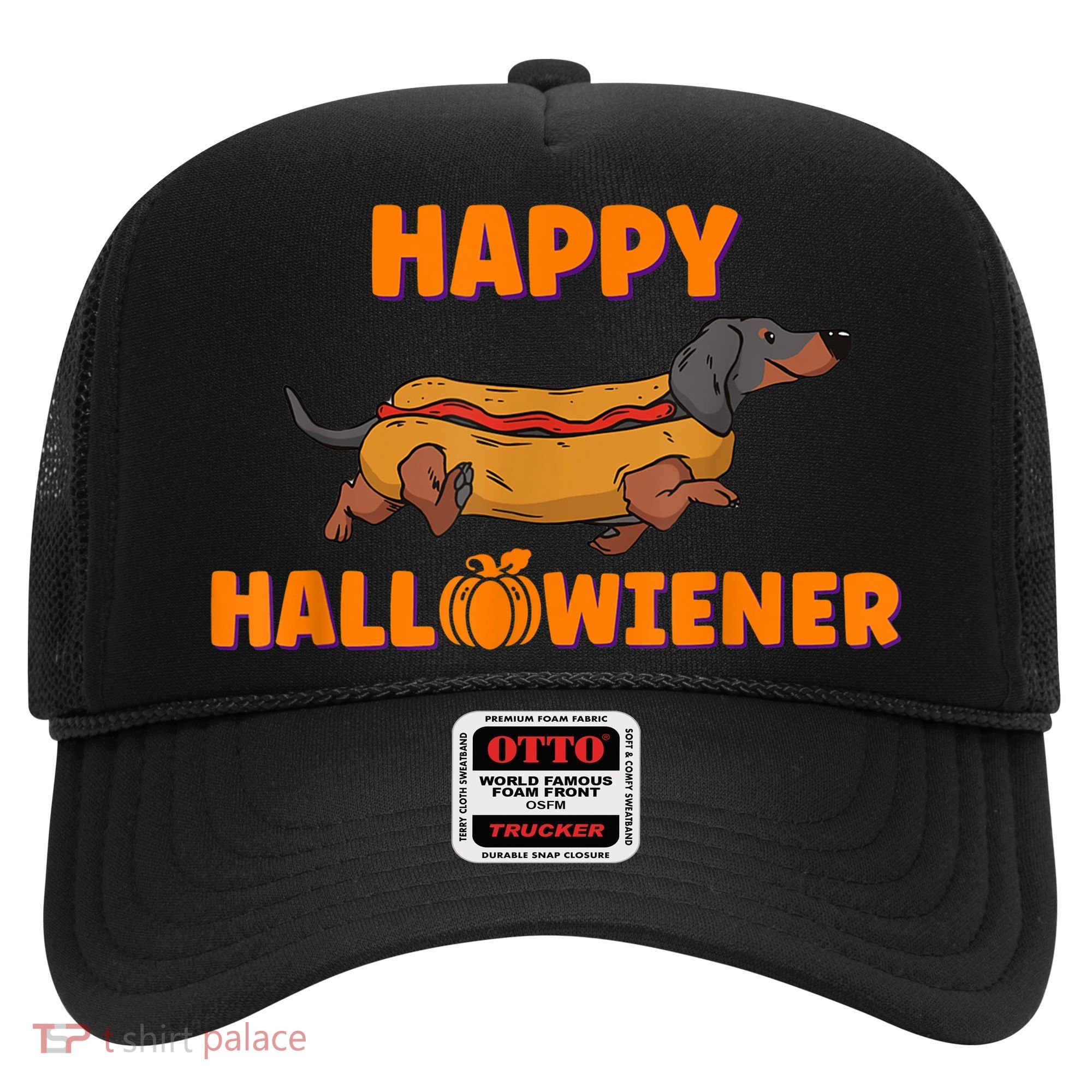 Happy Hallowiener Halloween Dachshund In Hot Dog Costume Tee Hat