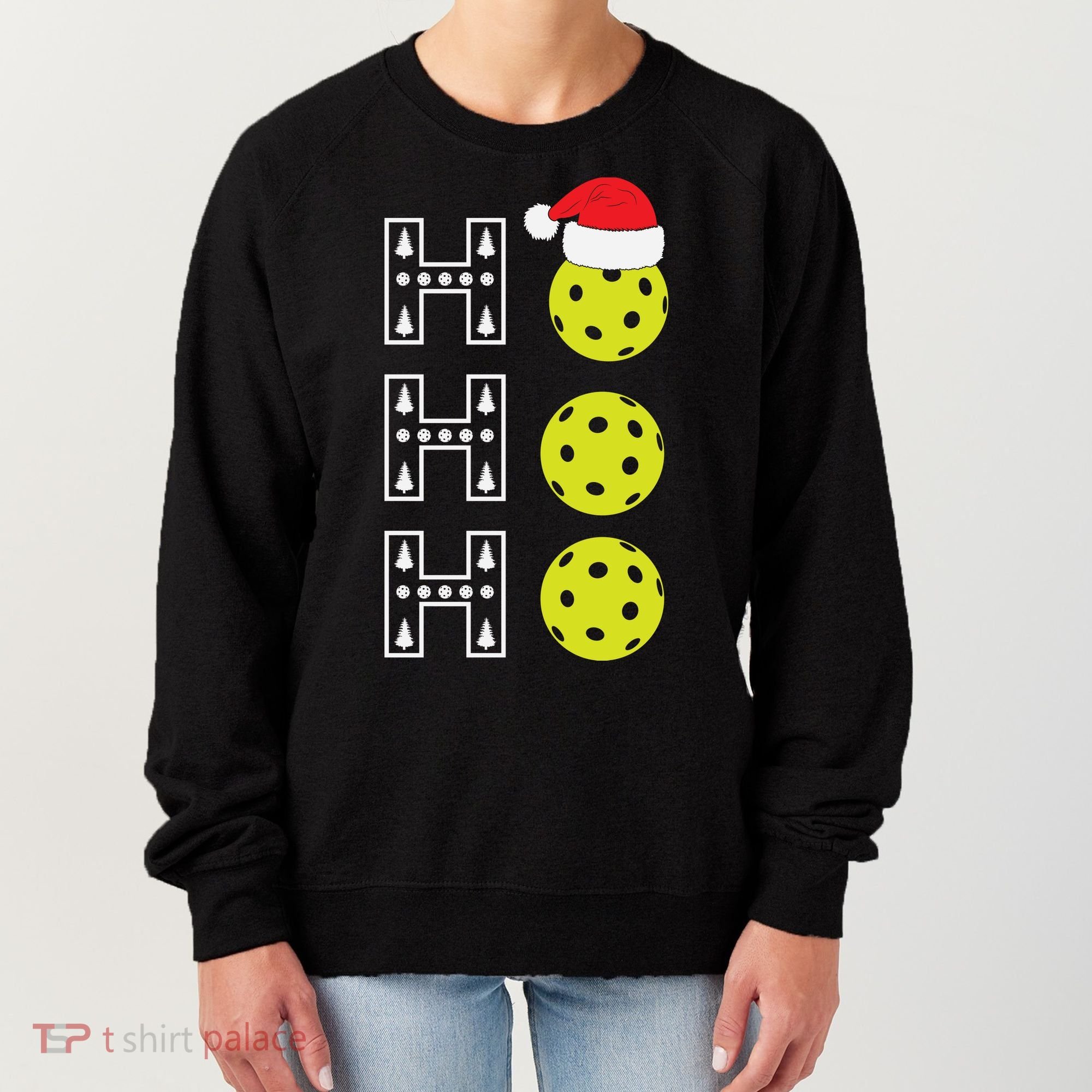 Ho Ho Ho Pickleball Christmas Santa Hat Holiday Women's Sweatshirt