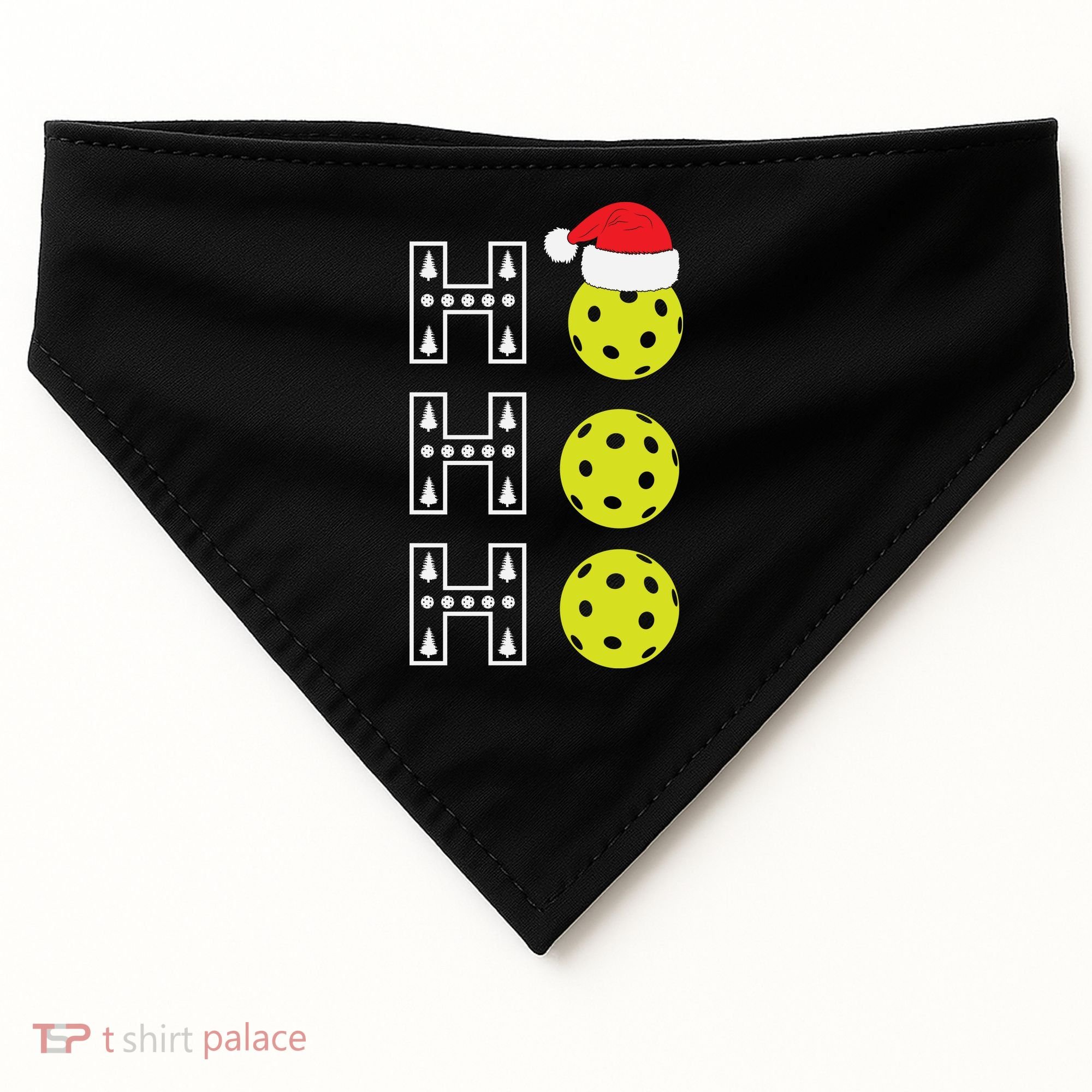 Ho Ho Ho Pickleball Christmas Santa Hat Holiday USA-Made Doggie Bandana
