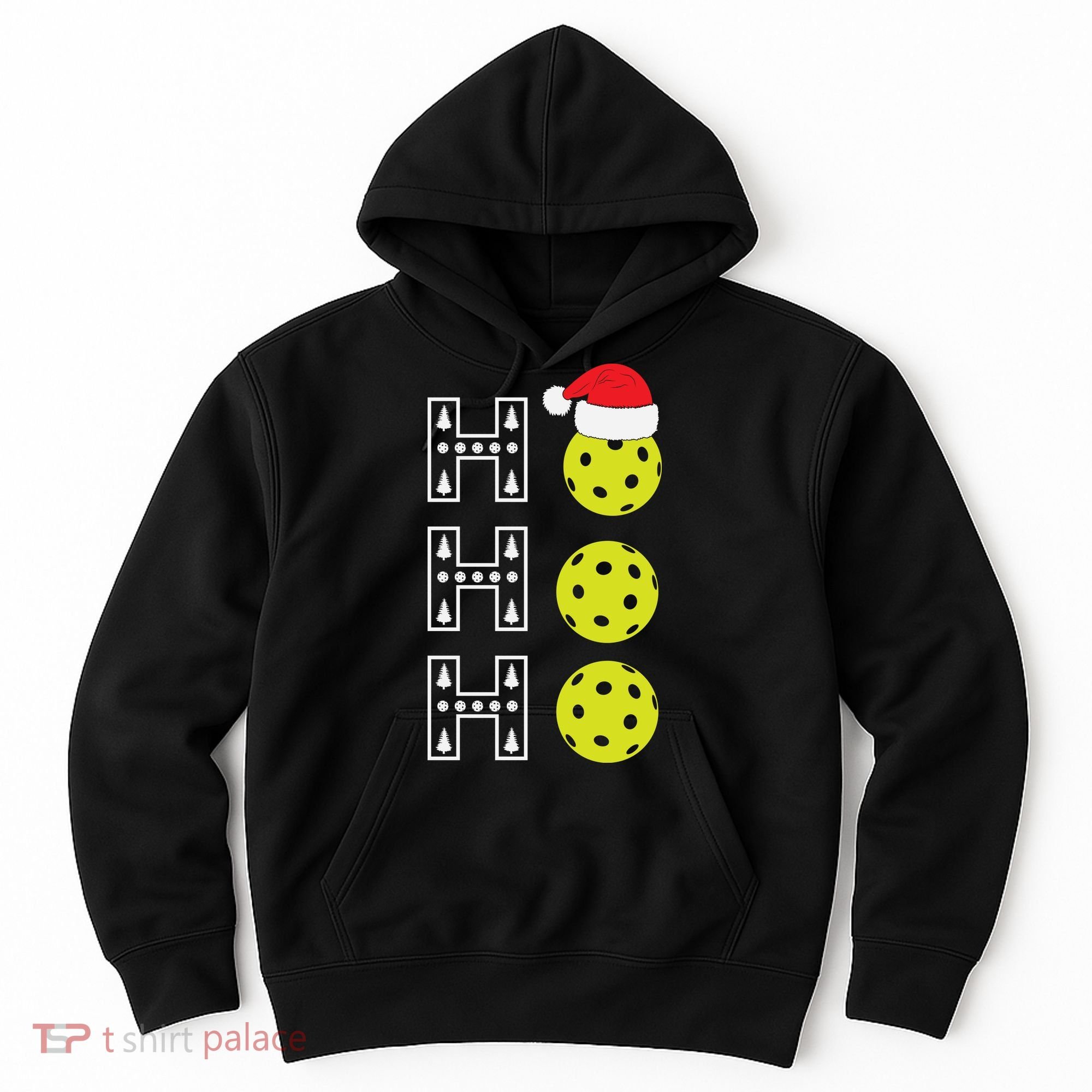 Ho Ho Ho Pickleball Christmas Santa Hat Holiday Hoodie