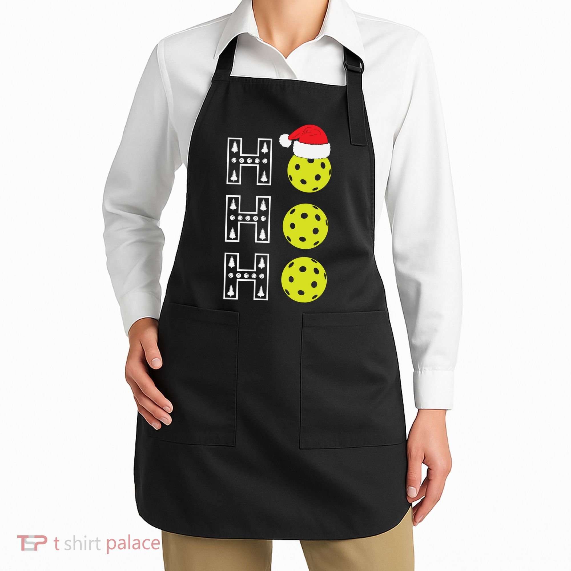 Ho Ho Ho Pickleball Christmas Santa Hat Holiday Apron
