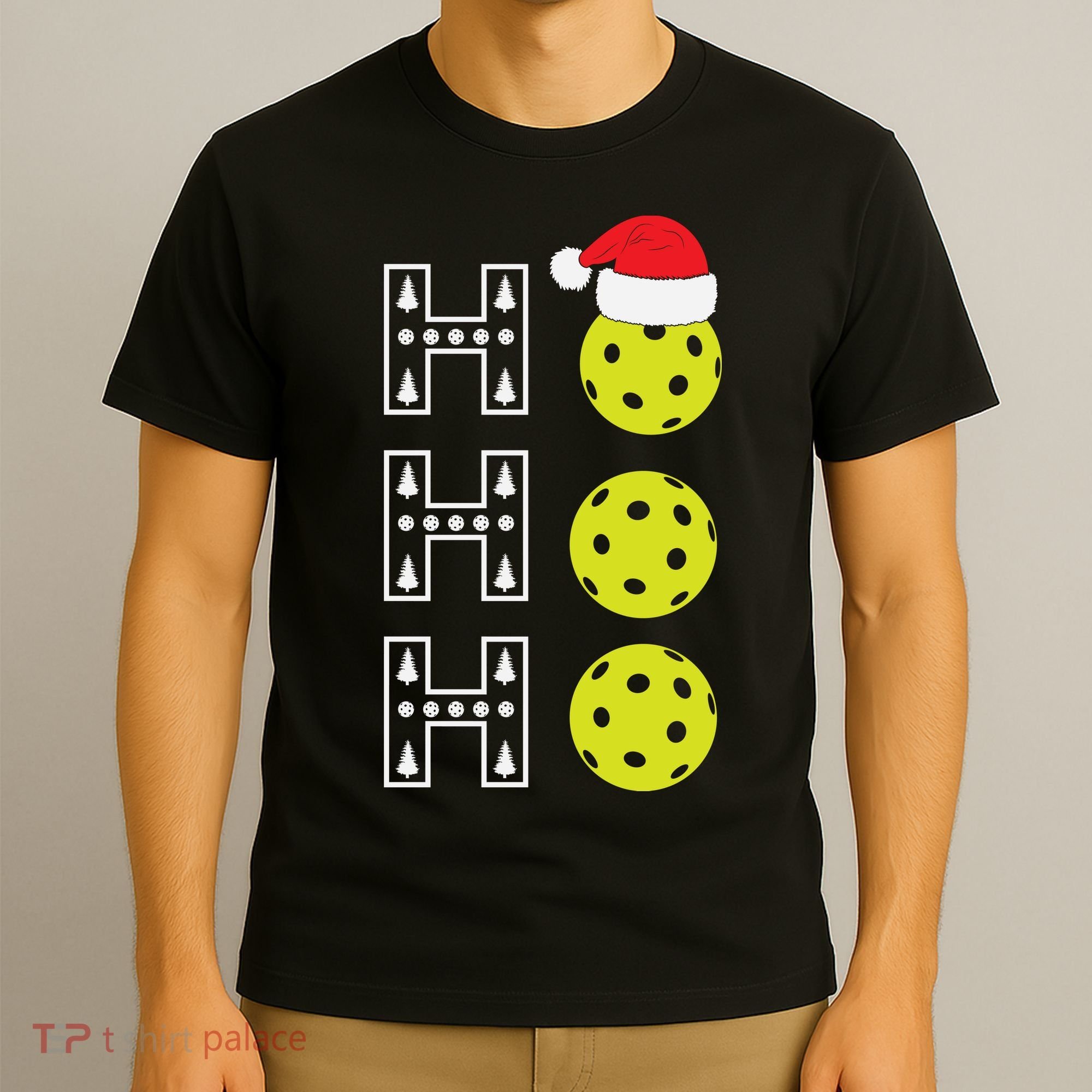 Ho Ho Ho Pickleball Christmas Santa Hat Holiday T-Shirt