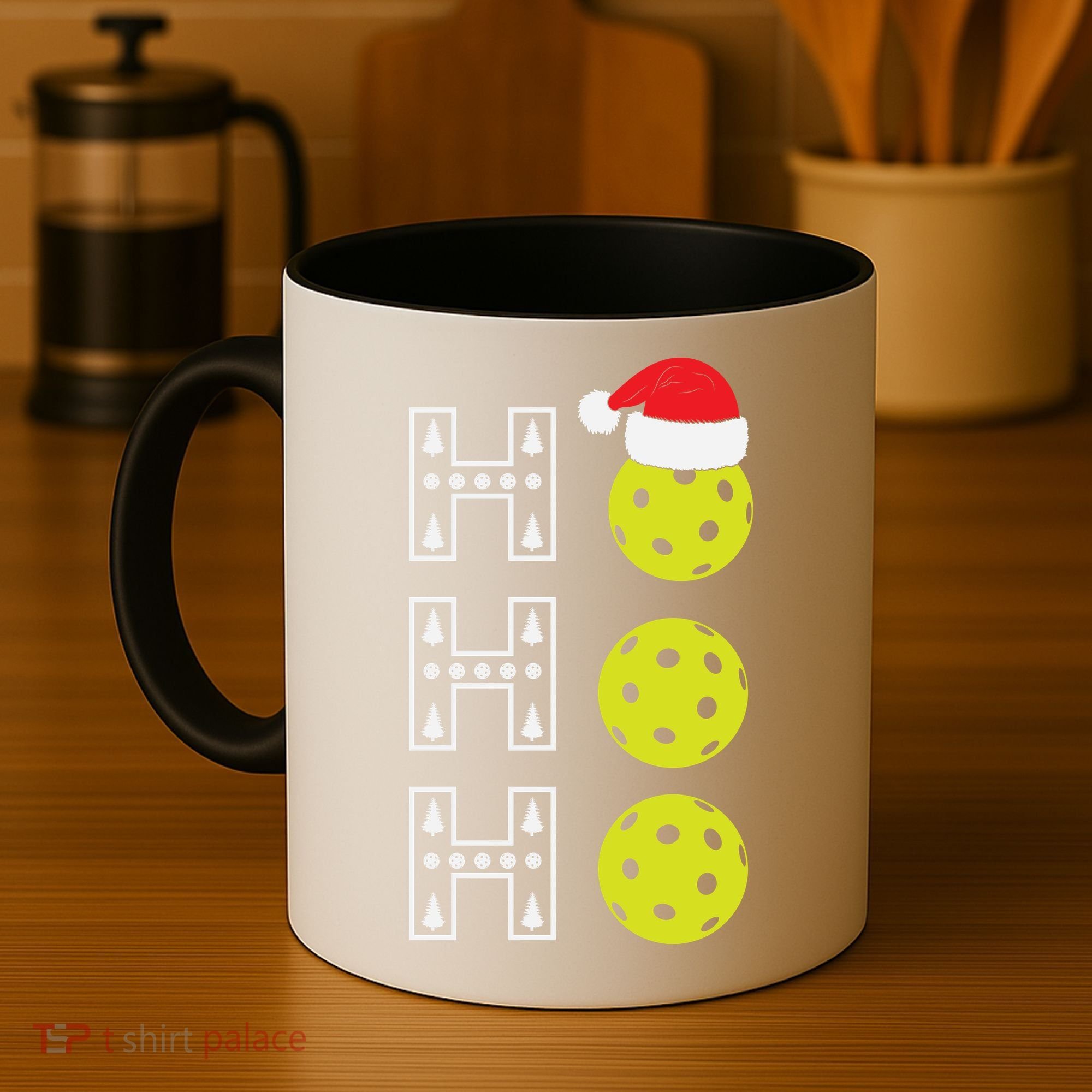 Ho Ho Ho Pickleball Christmas Santa Hat Holiday Coffee Mug