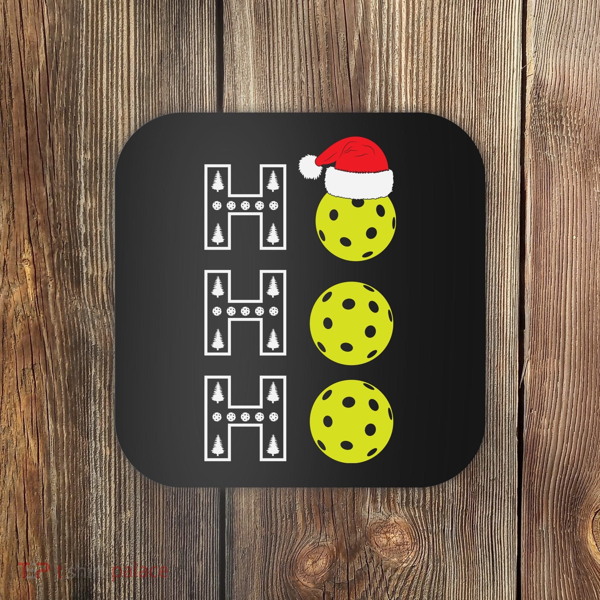 Ho Ho Ho Pickleball Christmas Santa Hat Holiday Coaster