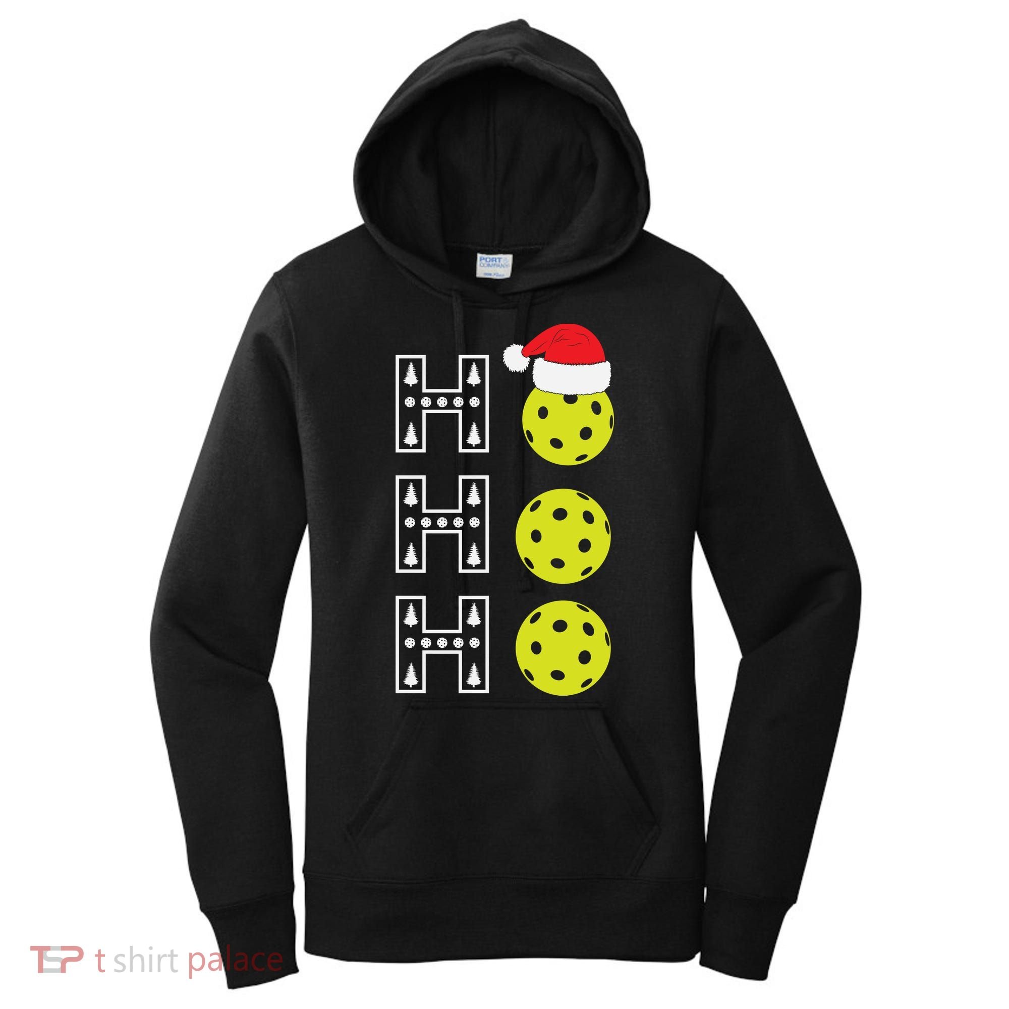 Ho Ho Ho Pickleball Christmas Santa Hat Holiday Women's Hoodie