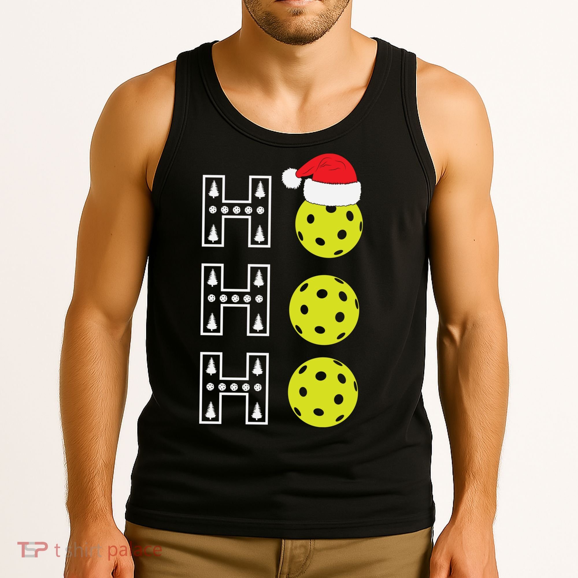 Ho Ho Ho Pickleball Christmas Santa Hat Holiday Tank Top