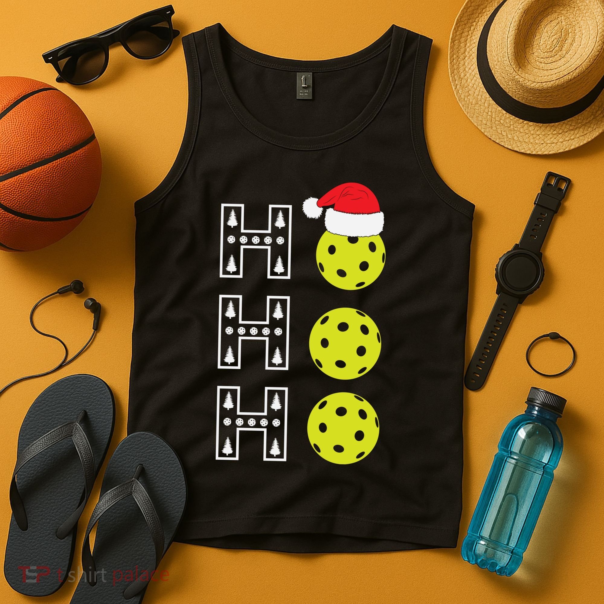 Ho Ho Ho Pickleball Christmas Santa Hat Holiday Tank Top