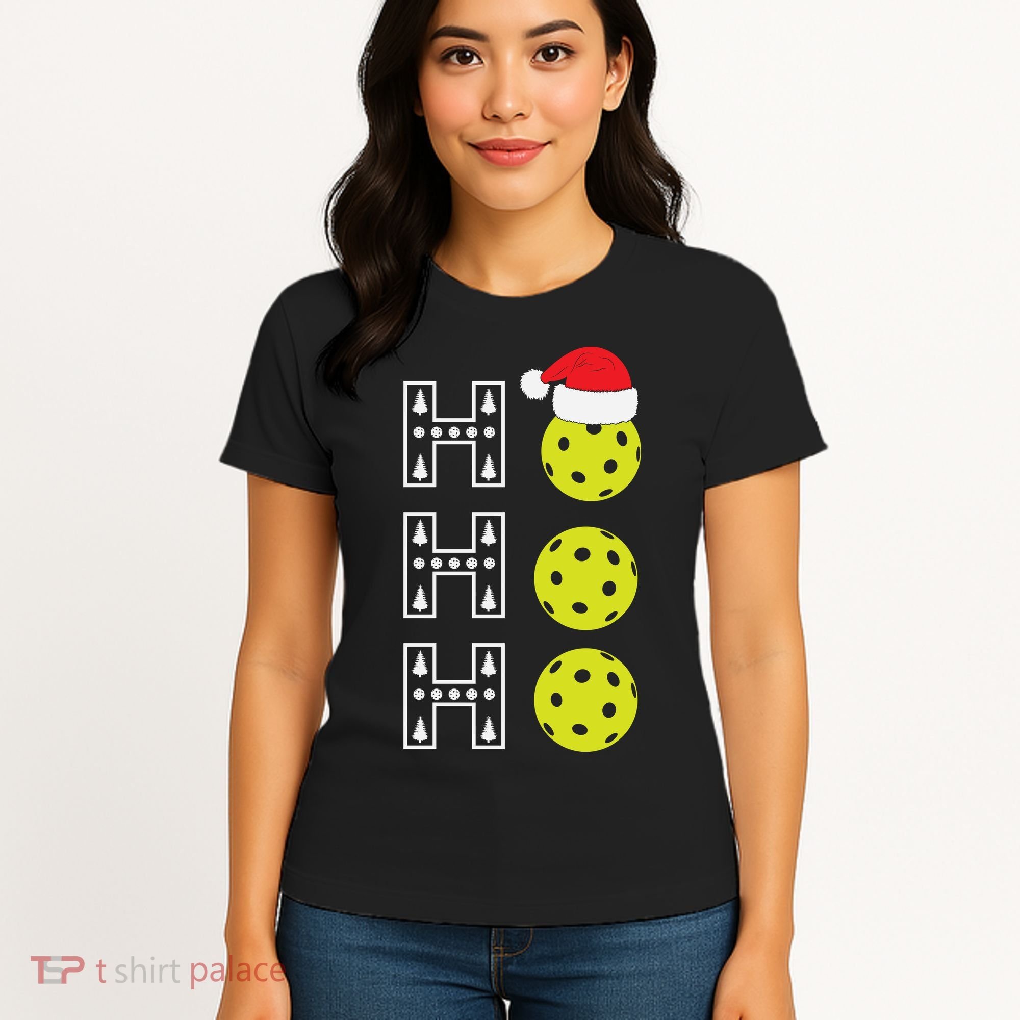 Ho Ho Ho Pickleball Christmas Santa Hat Holiday Women's T-Shirt