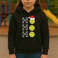 Ho Ho Ho Pickleball Christmas Santa Hat Holiday Kids Hoodie thumb 3
