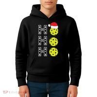 Ho Ho Ho Pickleball Christmas Santa Hat Holiday Kids Hoodie thumb 4