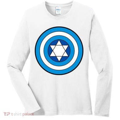 Hero Holidays Hanukkah Captain Shield Logo Women's Long Sleeve Shirt