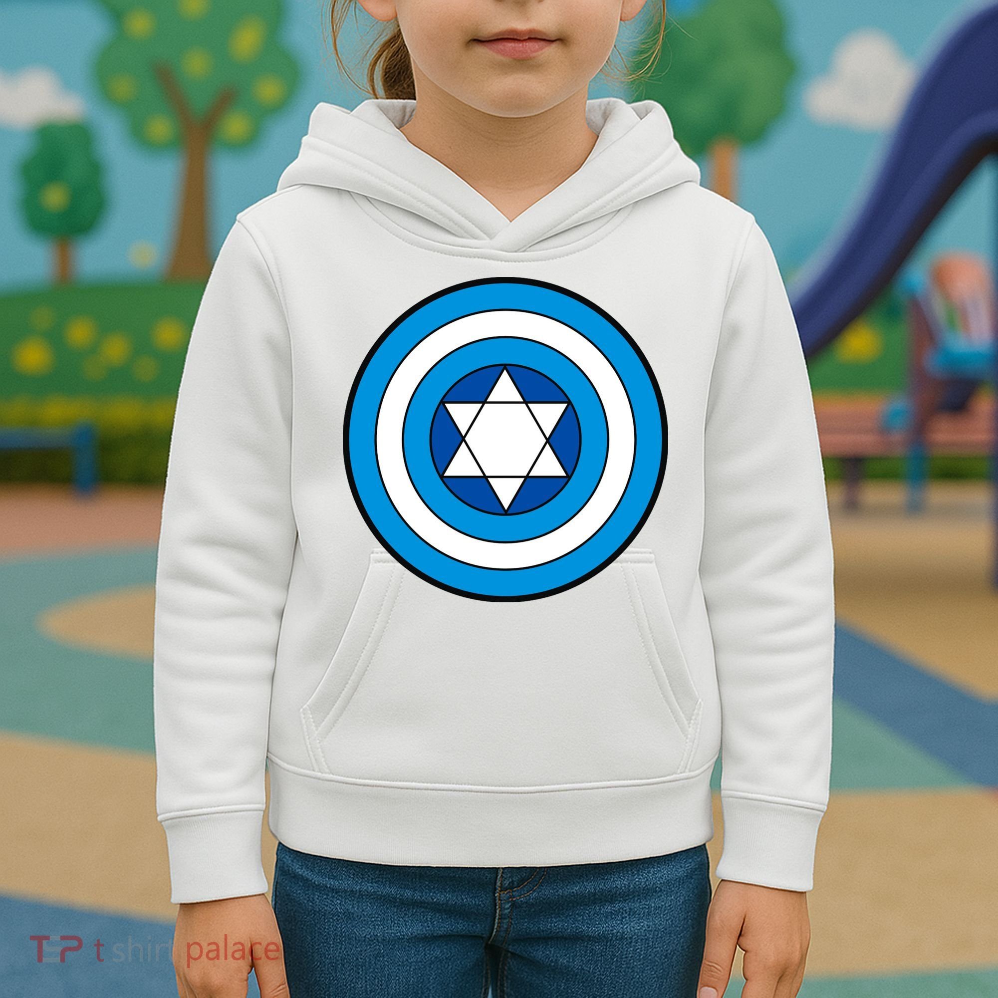 Hero Holidays Hanukkah Captain Shield Logo Kids Hoodie