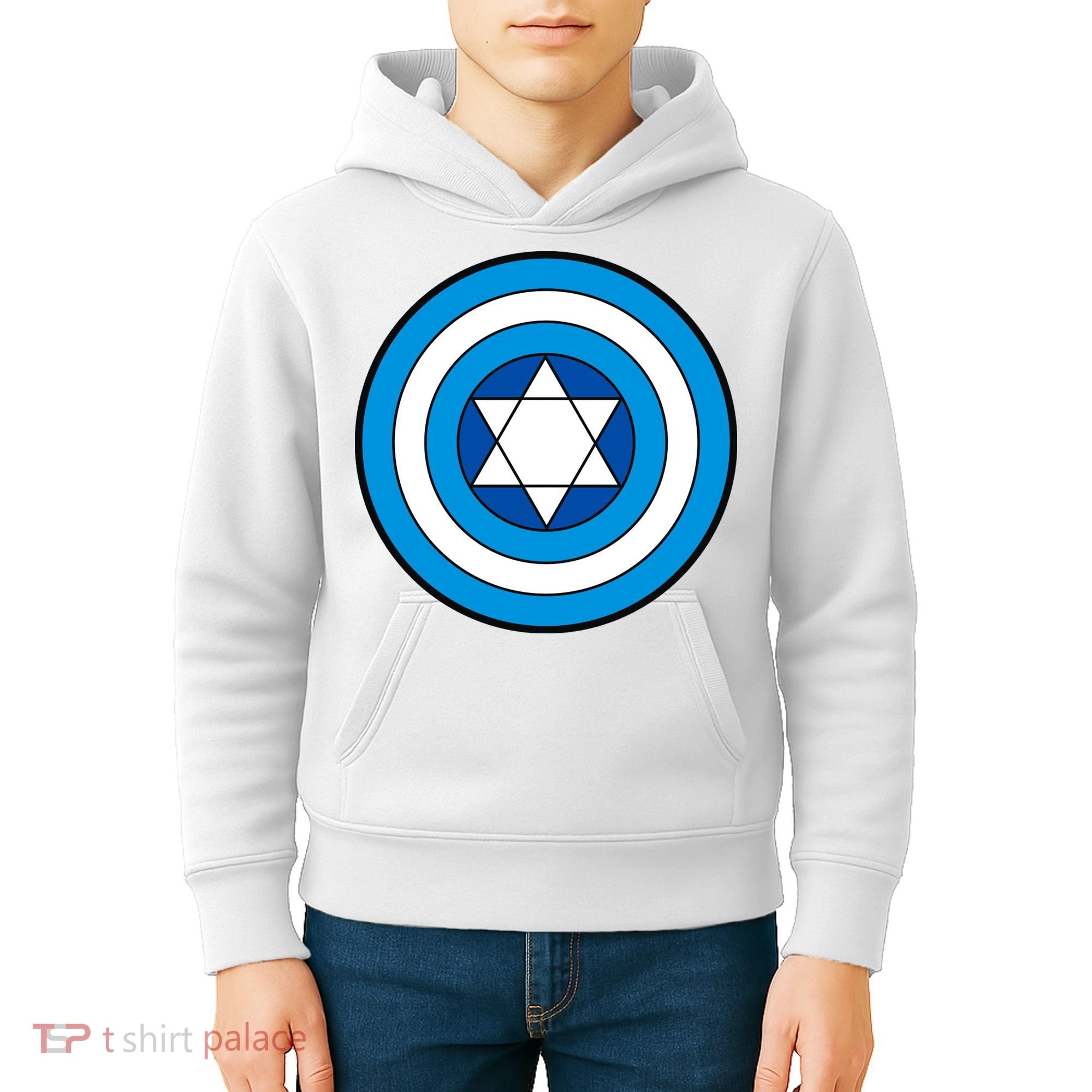 Hero Holidays Hanukkah Captain Shield Logo Kids Hoodie