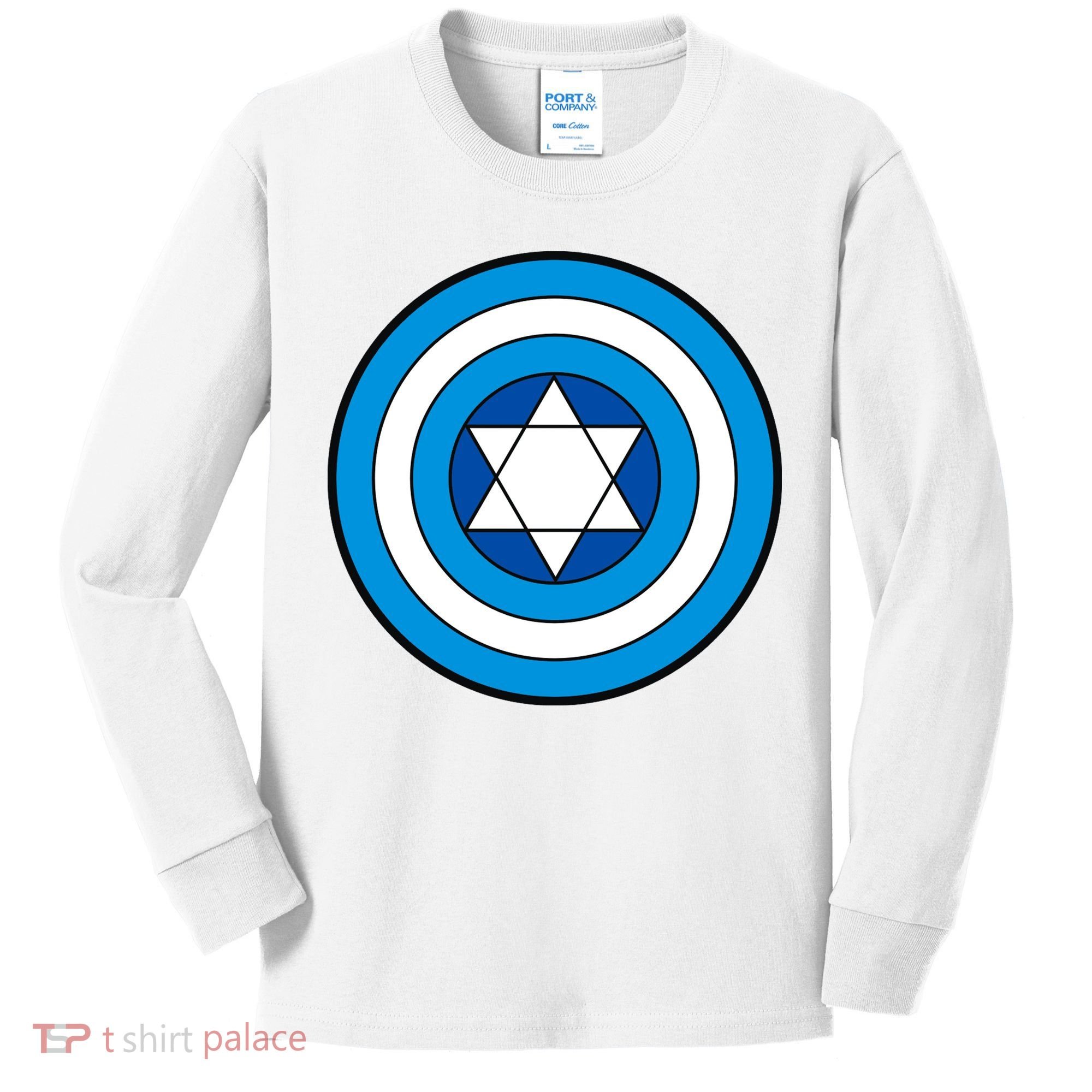 Hero Holidays Hanukkah Captain Shield Logo Kids Long Sleeve Shirt