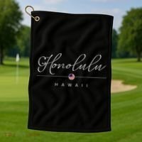 Honolulu Hawaii HI On Honolulu Golf Towel thumb 1