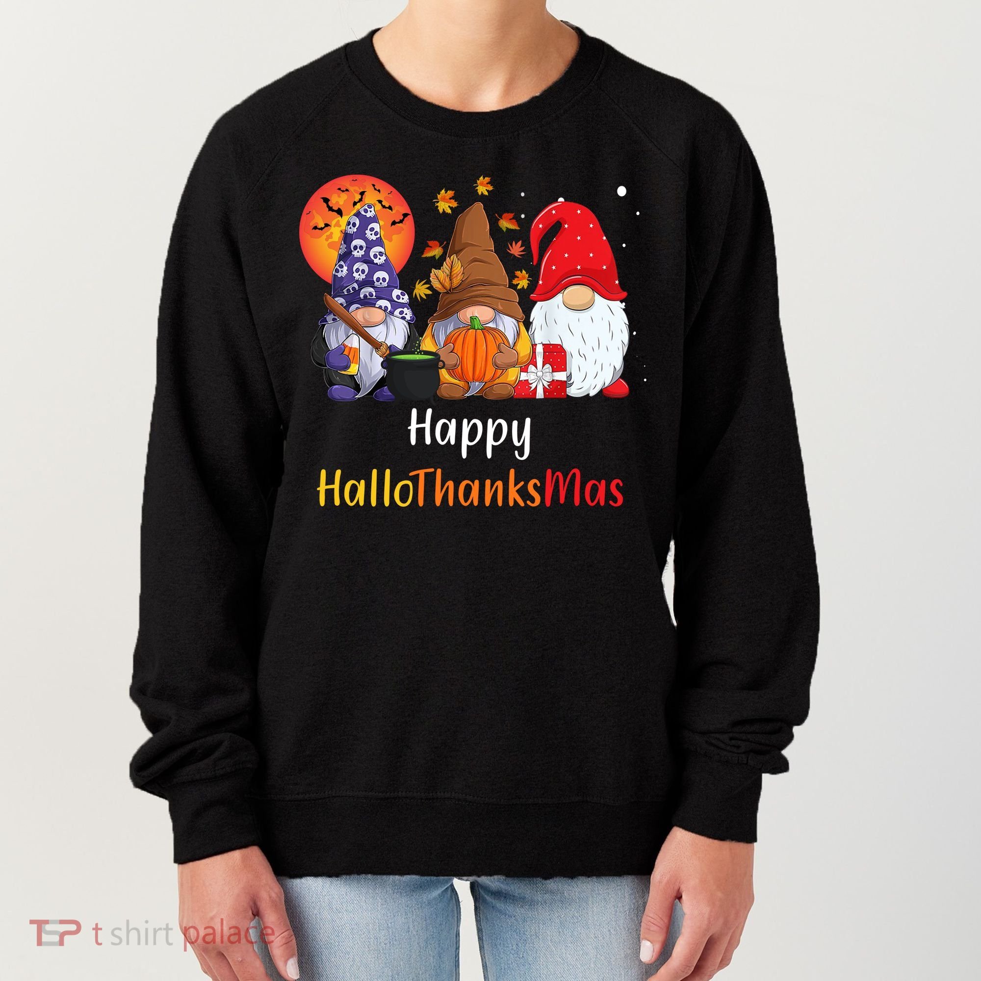 Happy Hallothanksmas Holiday Gnomes Women's Sweatshirt