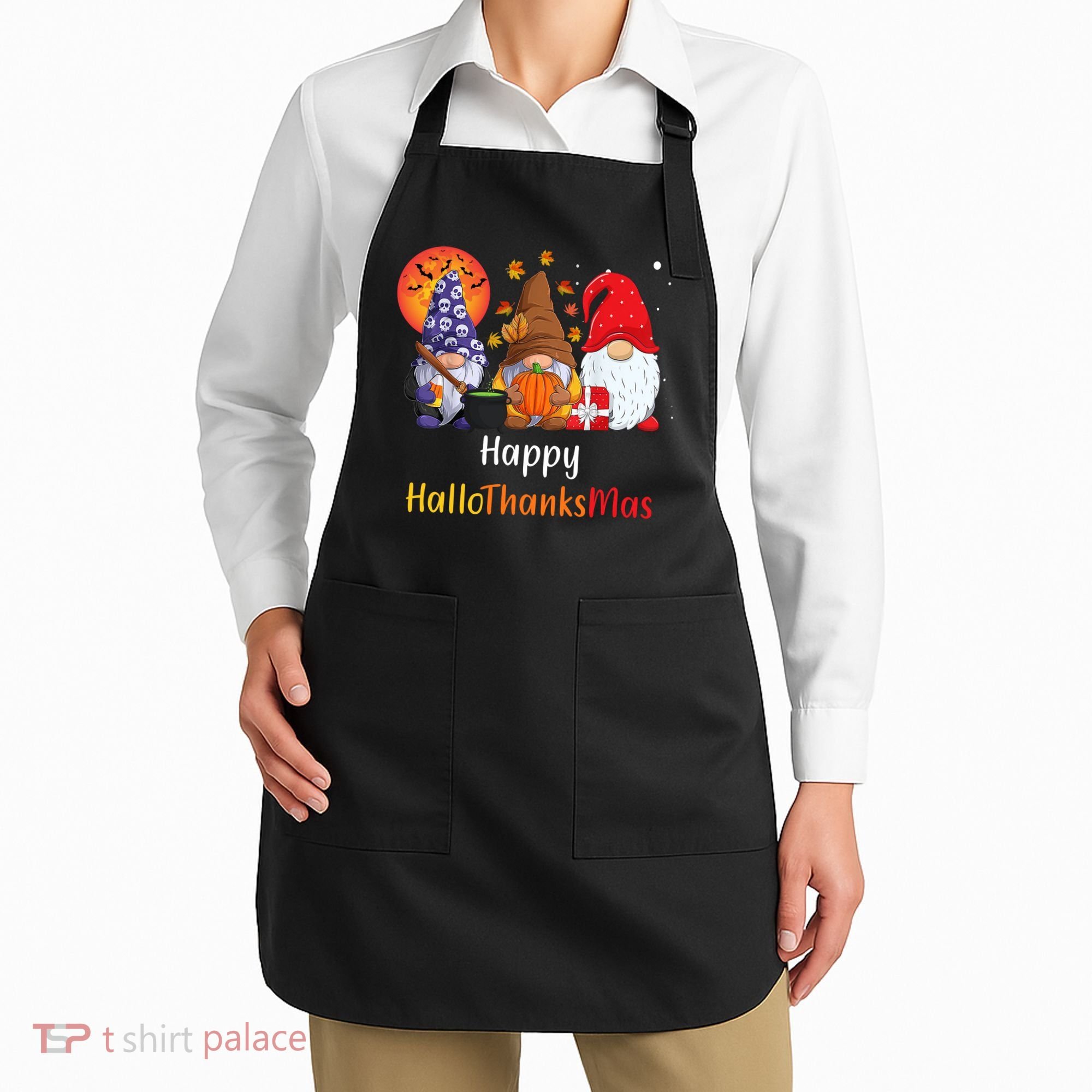 Happy Hallothanksmas Holiday Gnomes Apron