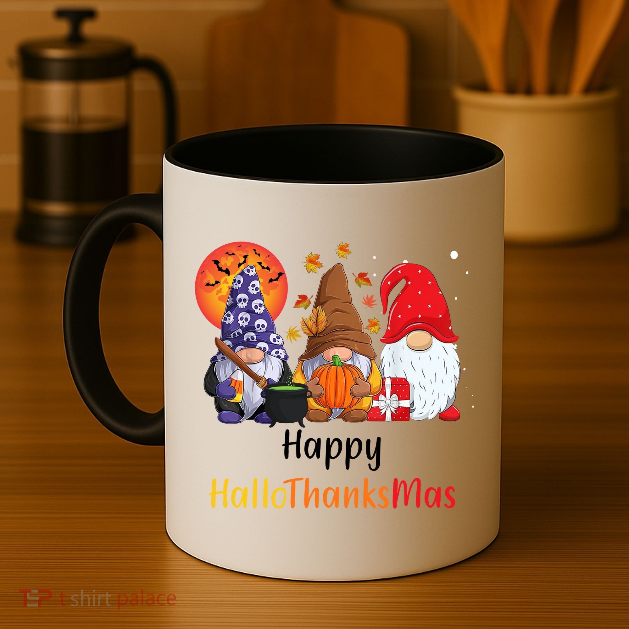 Happy Hallothanksmas Holiday Gnomes Coffee Mug