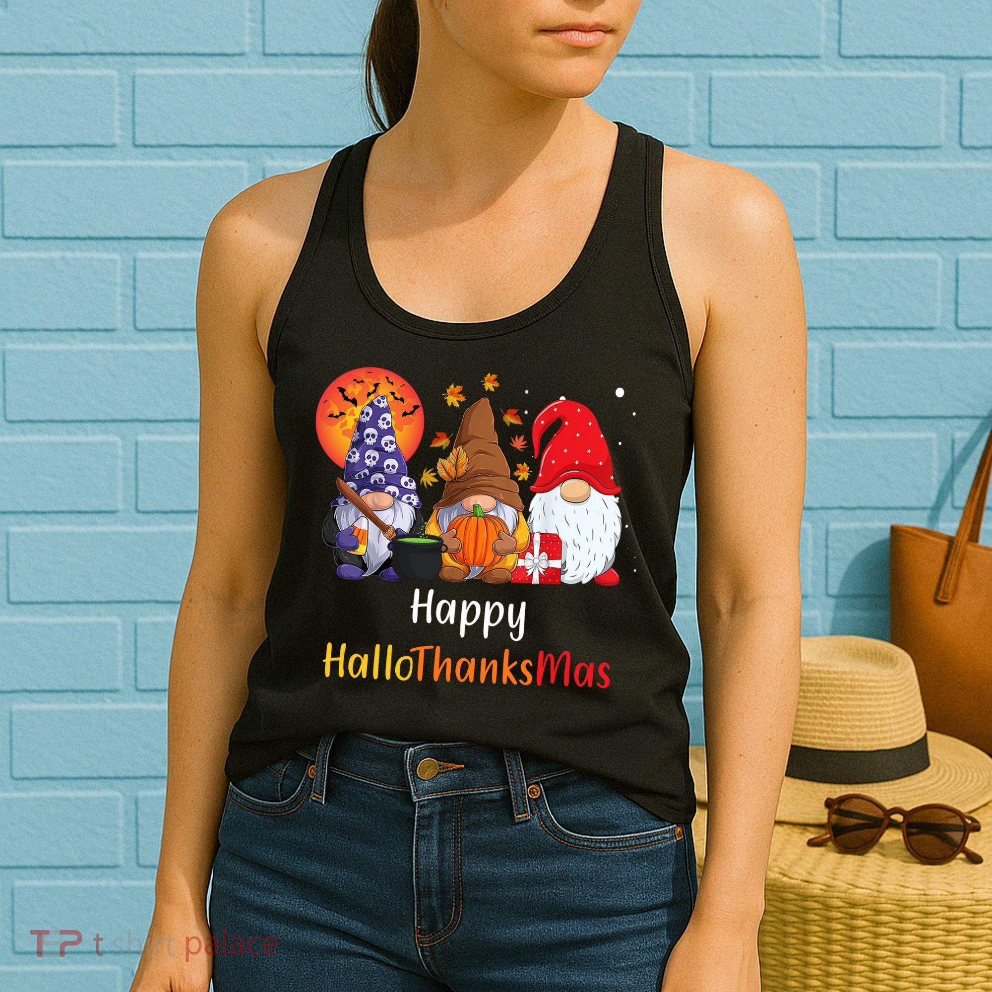 Happy Hallothanksmas Holiday Gnomes Women's Tank Top
