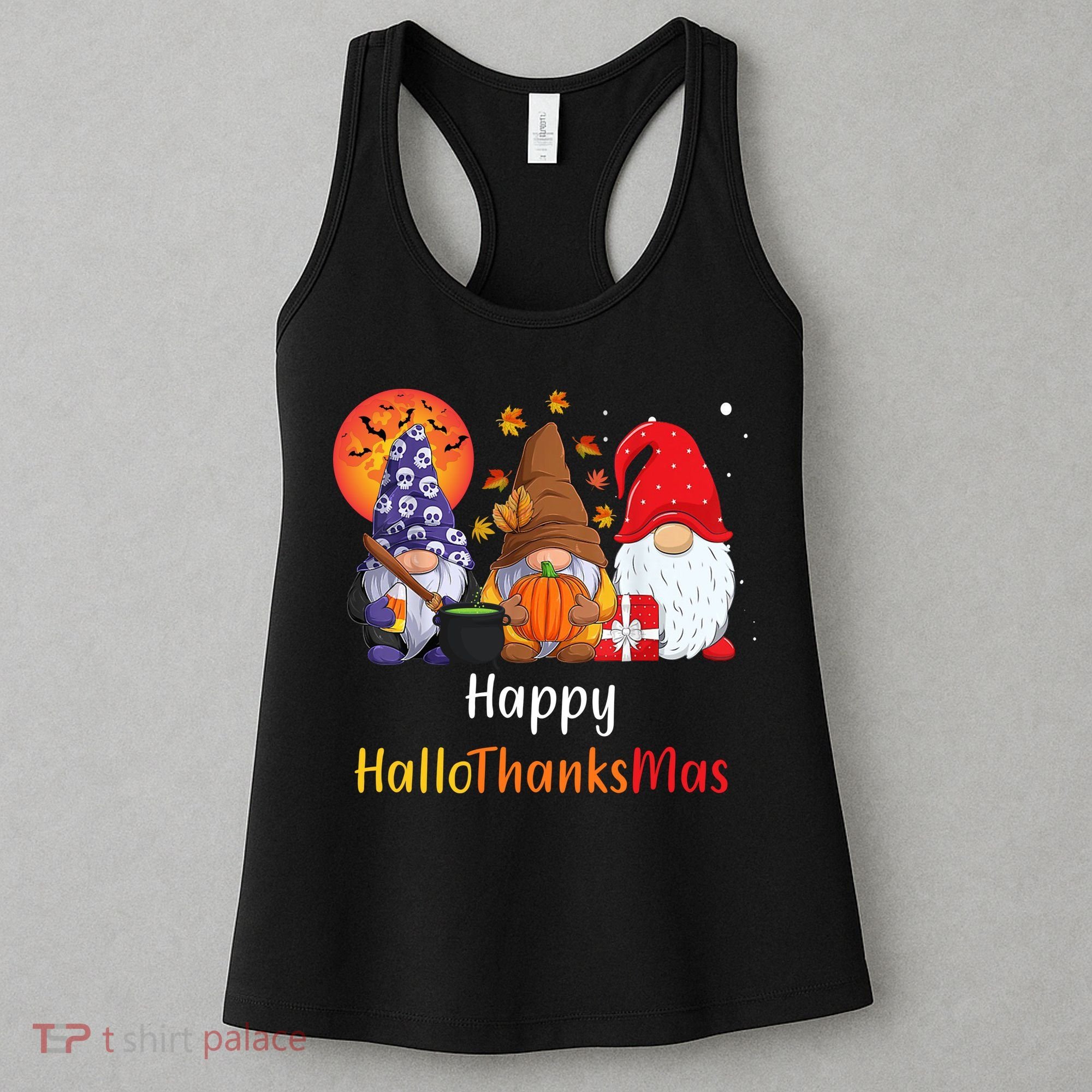 Happy Hallothanksmas Holiday Gnomes Women's Tank Top