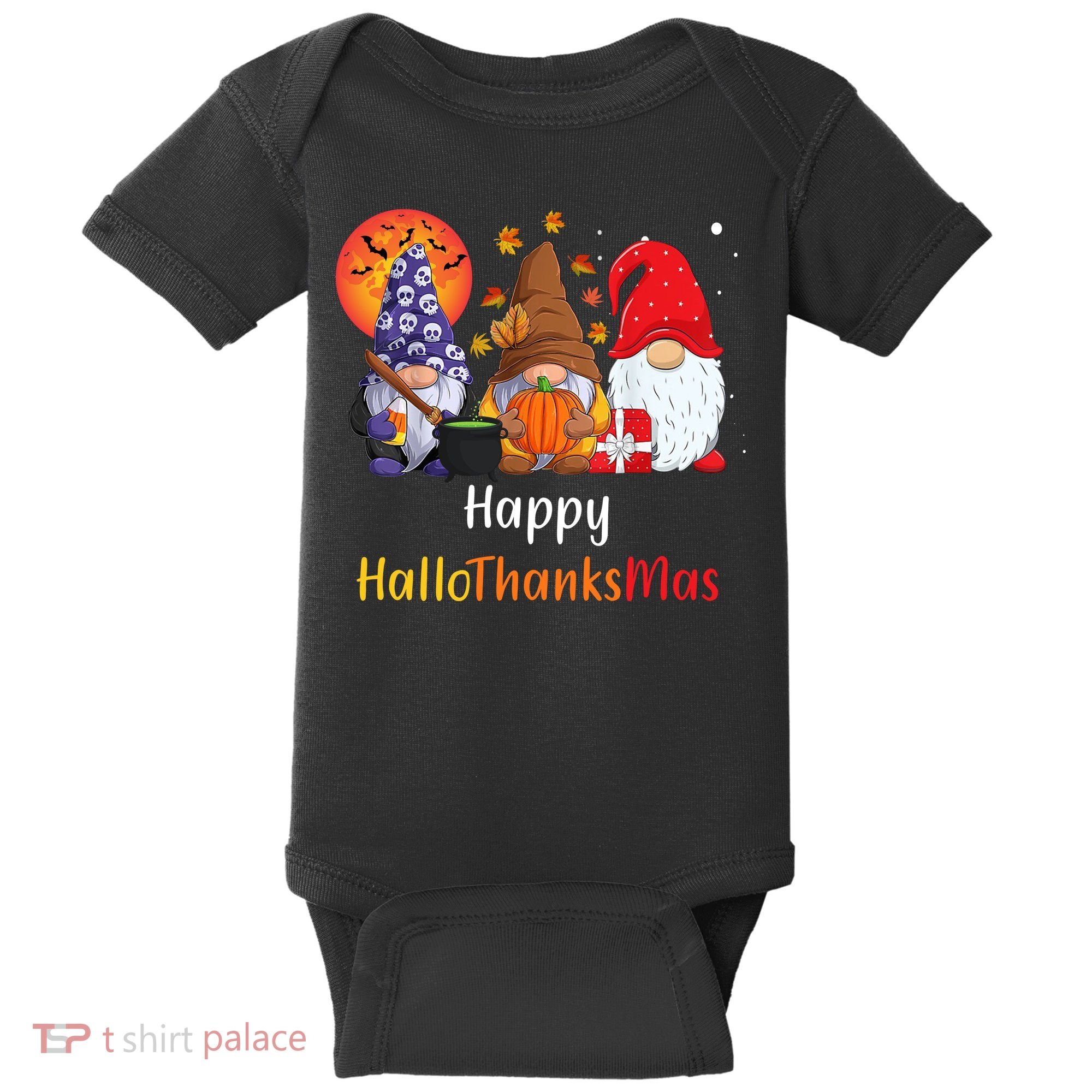 Happy Hallothanksmas Holiday Gnomes Baby Bodysuit