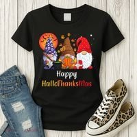 Happy Hallothanksmas Holiday Gnomes Women's T-Shirt thumb 3