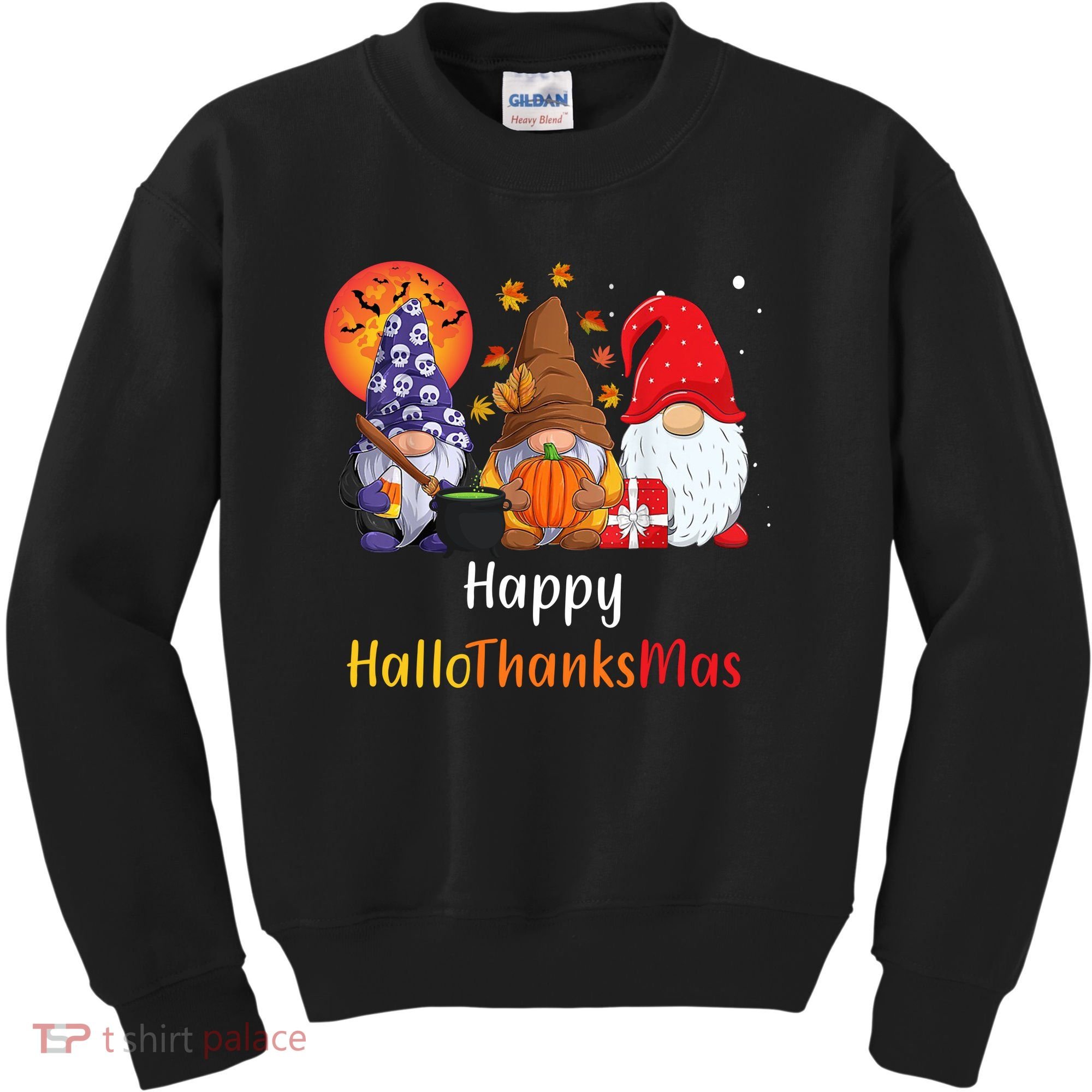 Happy Hallothanksmas Holiday Gnomes Kids Sweatshirt
