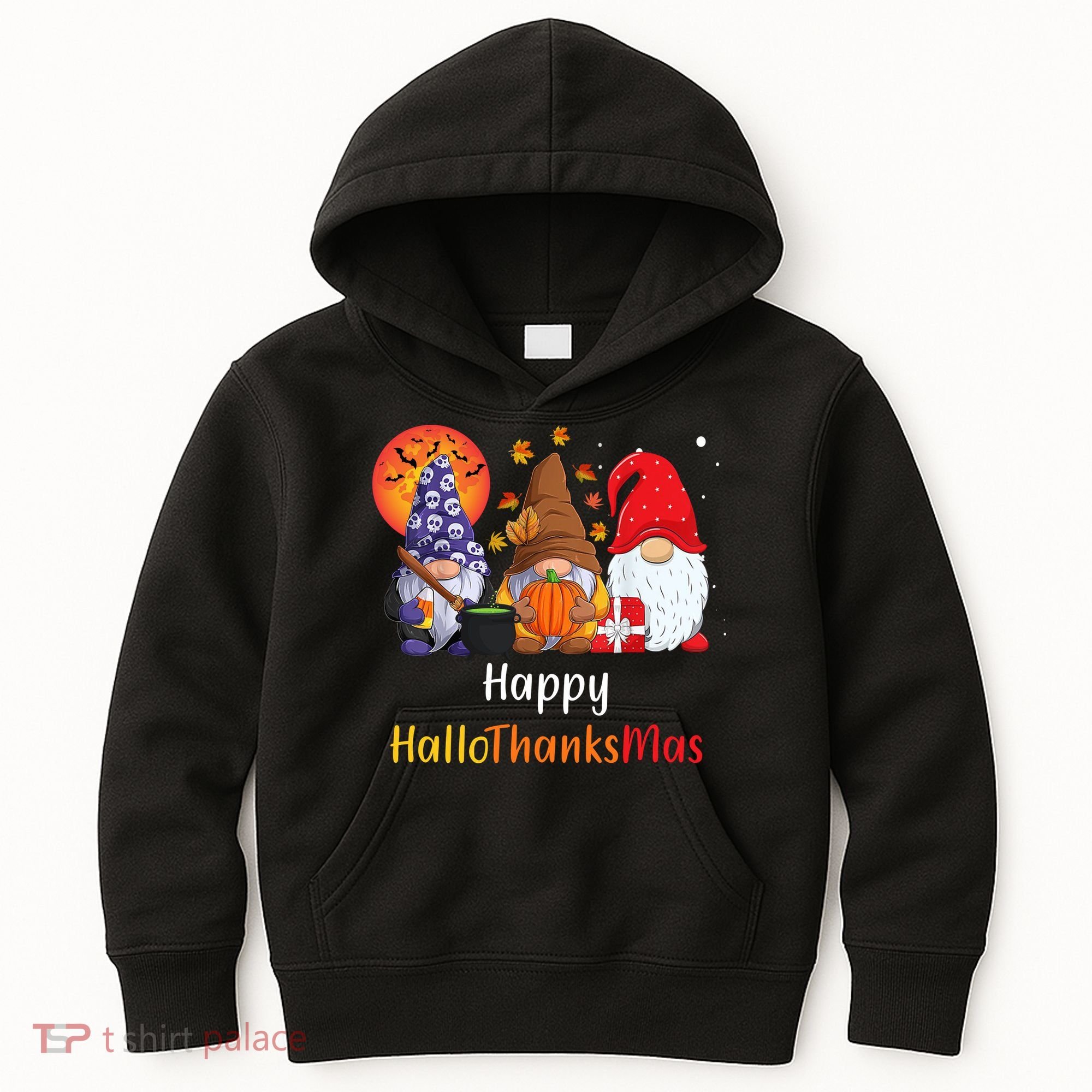 Happy Hallothanksmas Holiday Gnomes Kids Hoodie