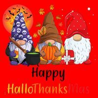 Happy Hallothanksmas Holiday Gnomes Santa Hat thumb 1