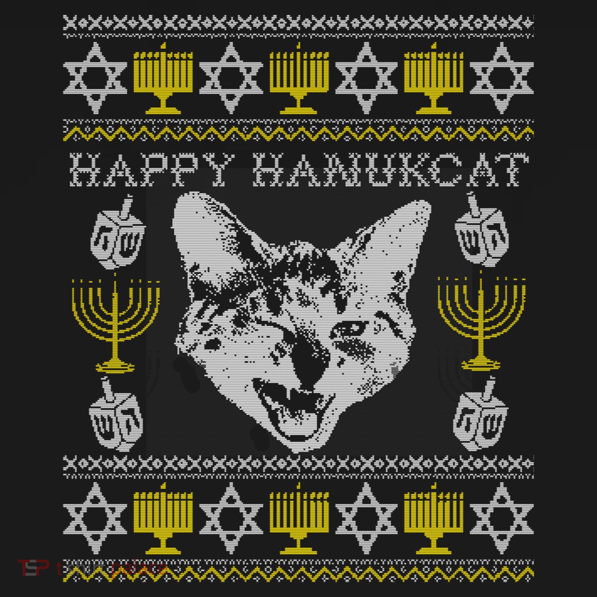 Happy Hanukcat Hannukah Jewish Cat Ugly Christmas Sweater Gift Ornament