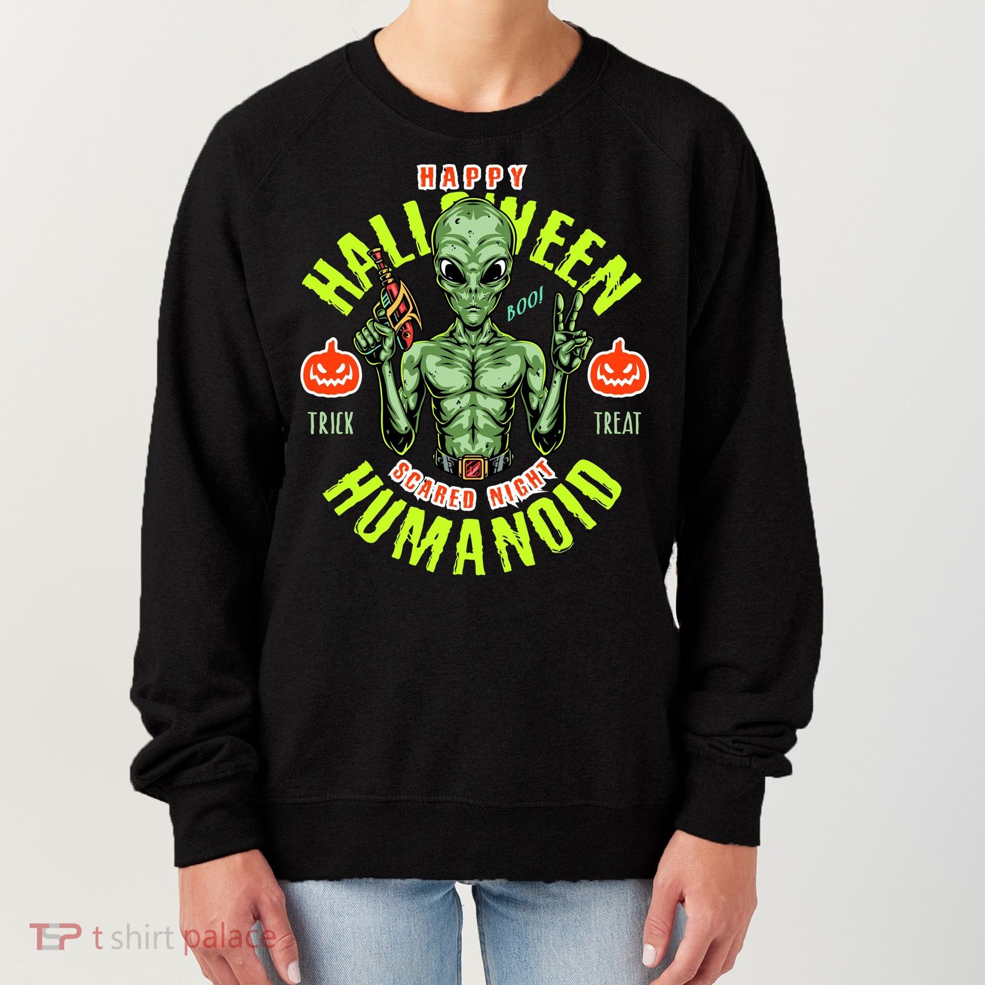 Happy Halloween Humanoid Alien Trick Or Treat Women's Sweatshirt