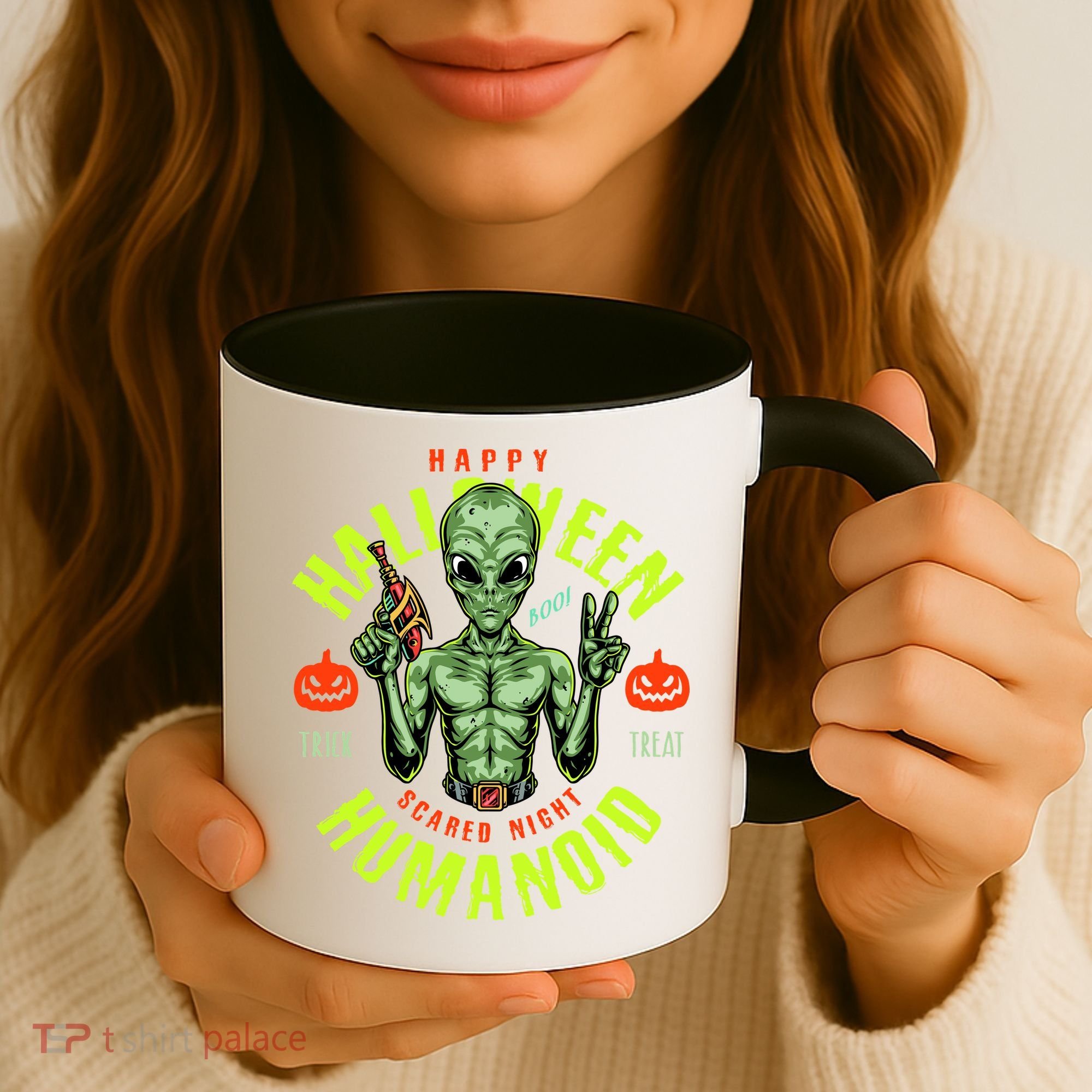 Happy Halloween Humanoid Alien Trick Or Treat Coffee Mug