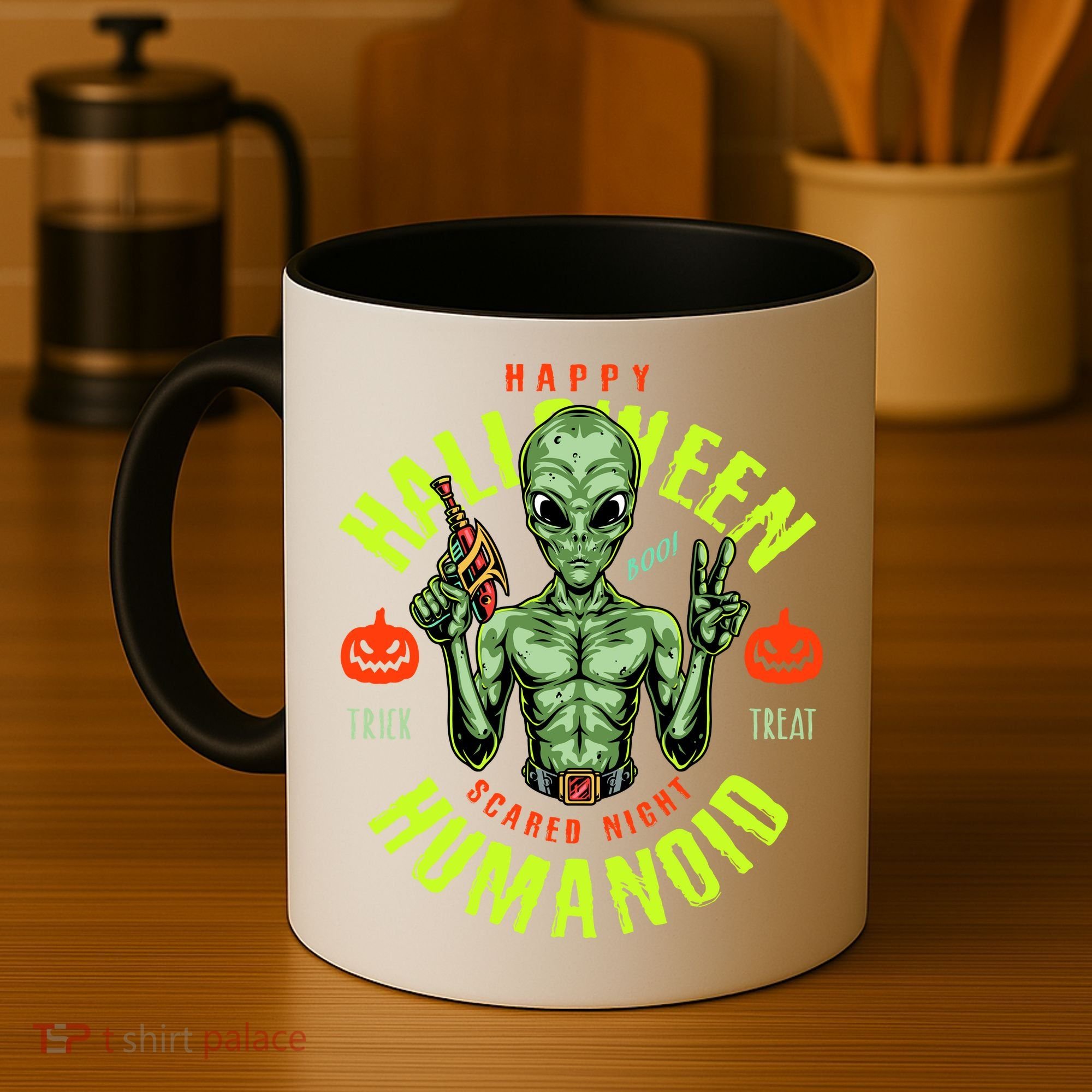 Happy Halloween Humanoid Alien Trick Or Treat Coffee Mug