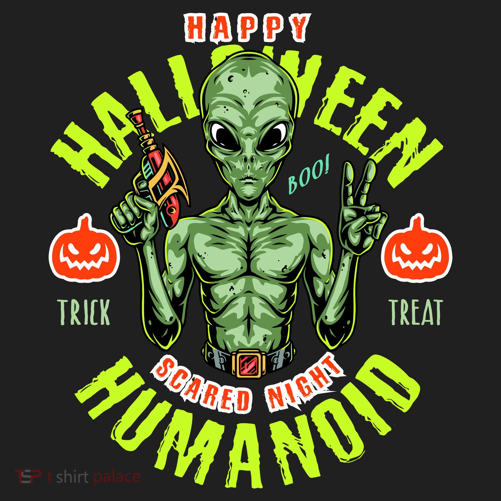 Happy Halloween Humanoid Alien Trick Or Treat Beanie