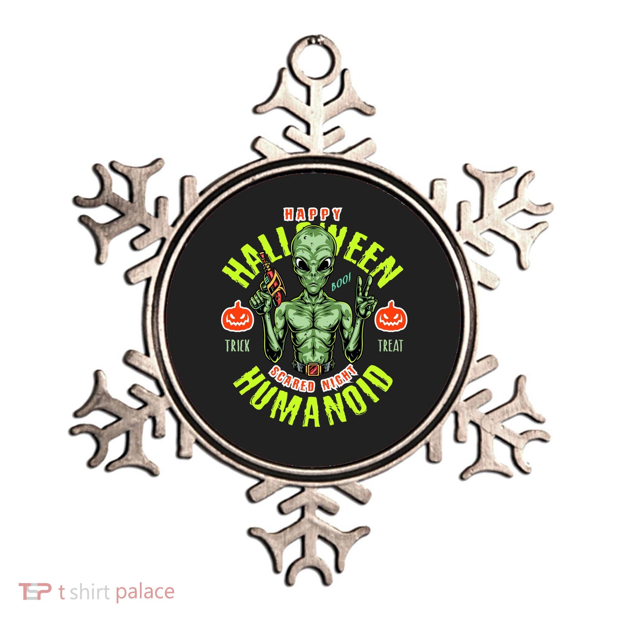 Happy Halloween Humanoid Alien Trick Or Treat Ornament