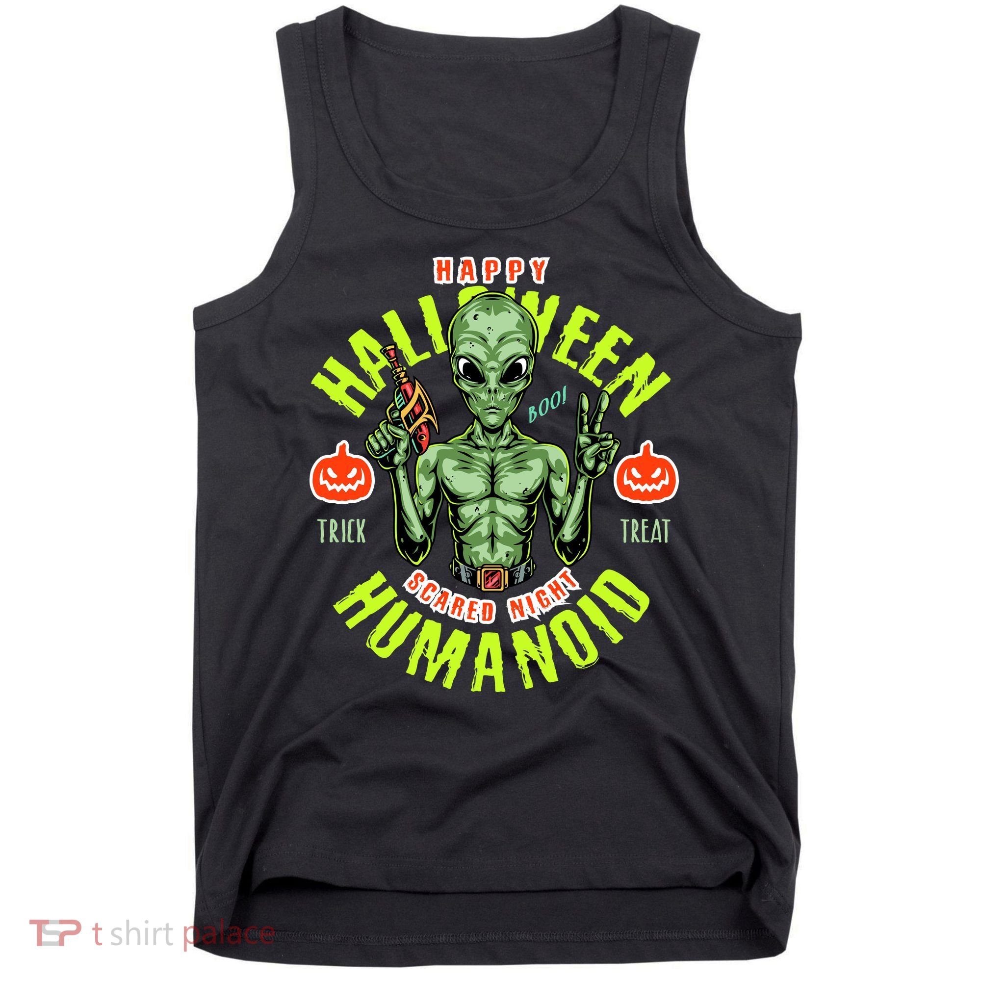 Happy Halloween Humanoid Alien Trick Or Treat Tank Top