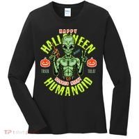 Happy Halloween Humanoid Alien Trick Or Treat Women's Long Sleeve Shirt thumb 0