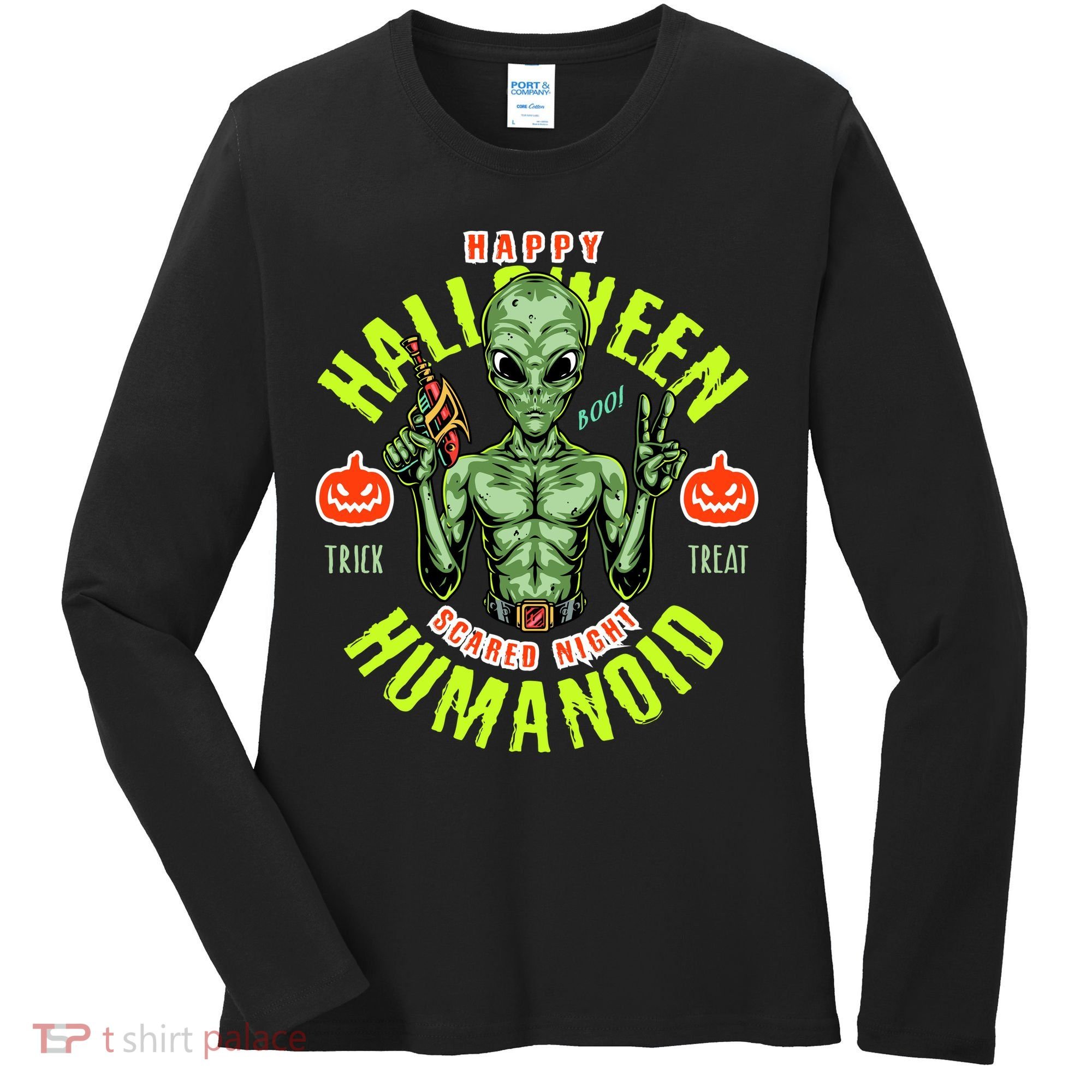 Happy Halloween Humanoid Alien Trick Or Treat Women's Long Sleeve Shirt
