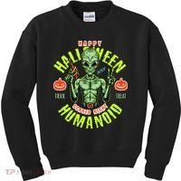 Happy Halloween Humanoid Alien Trick Or Treat Kids Sweatshirt thumb 0