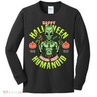 Happy Halloween Humanoid Alien Trick Or Treat Kids Long Sleeve Shirt thumb 0