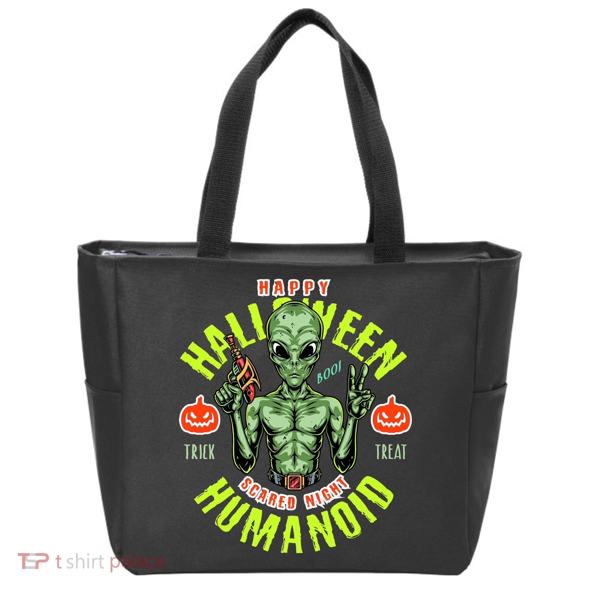 Happy Halloween Humanoid Alien Trick Or Treat Tote Bag