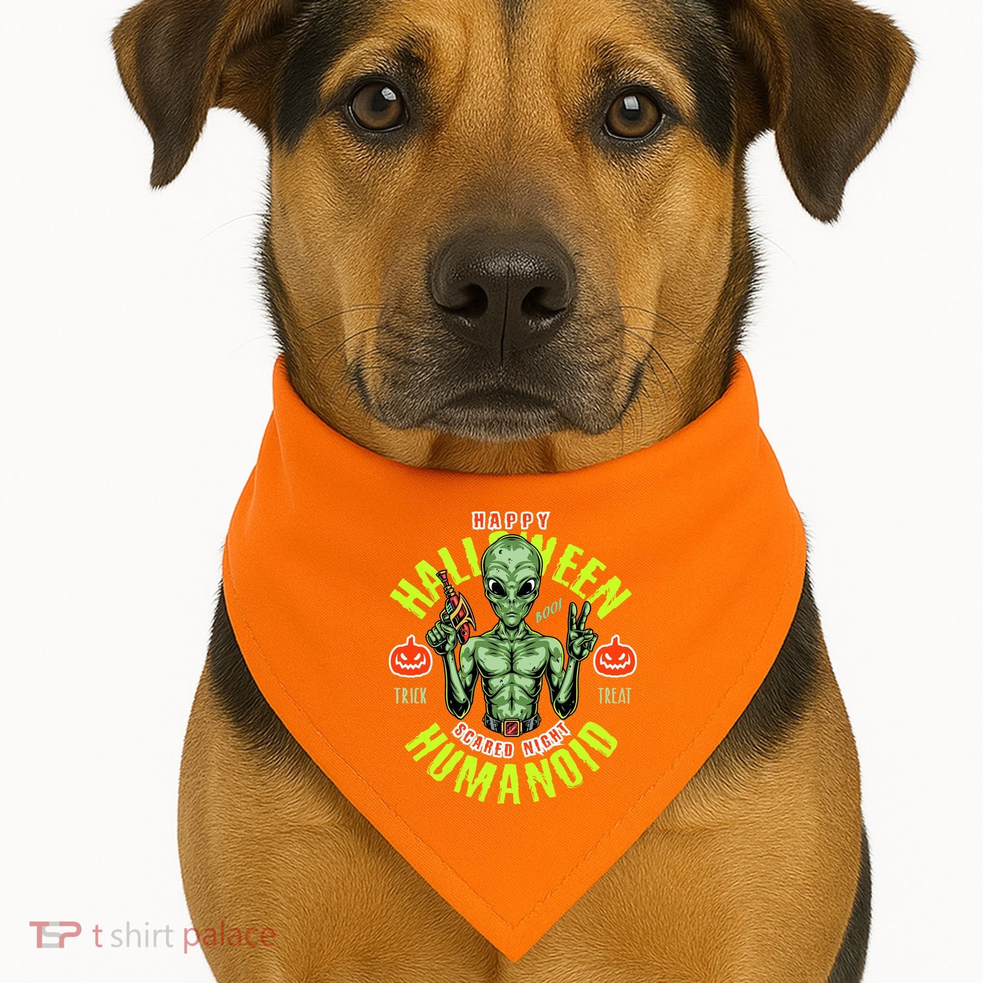 Happy Halloween Humanoid Alien Trick Or Treat USA-Made Doggie Bandana