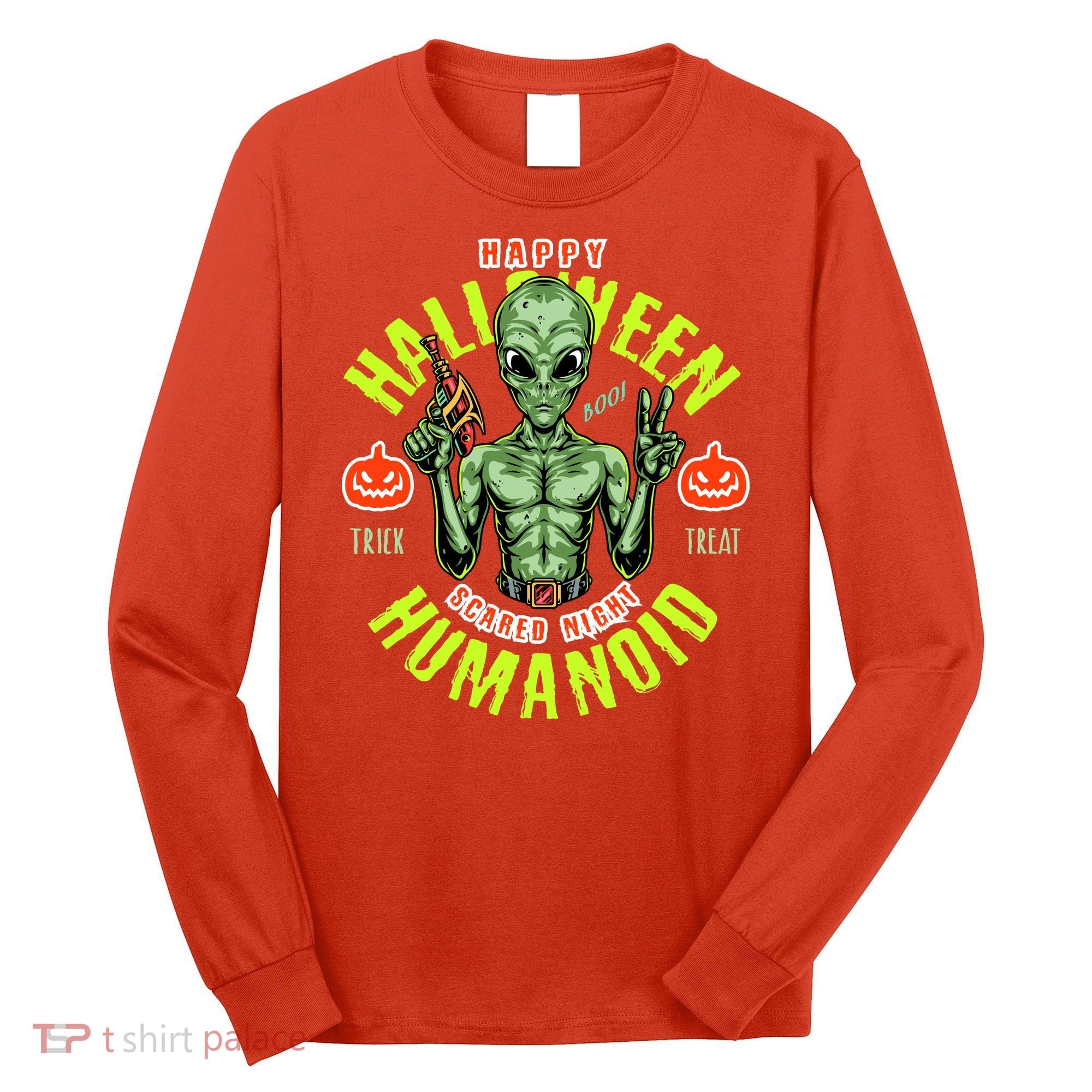 Happy Halloween Humanoid Alien Trick Or Treat Long Sleeve Shirt