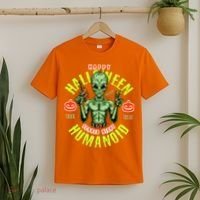 Happy Halloween Humanoid Alien Trick Or Treat T-Shirt thumb 2