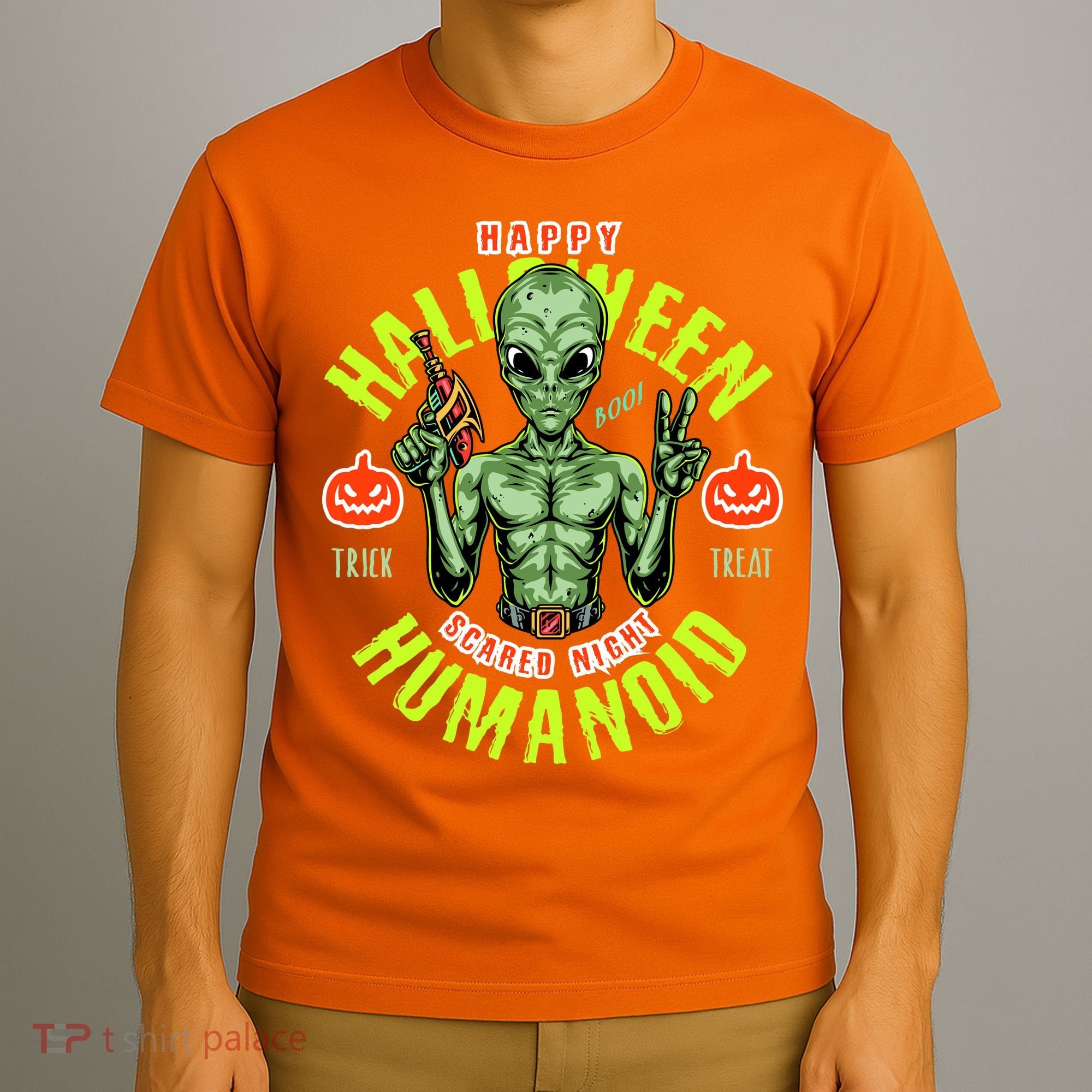 Happy Halloween Humanoid Alien Trick Or Treat T-Shirt