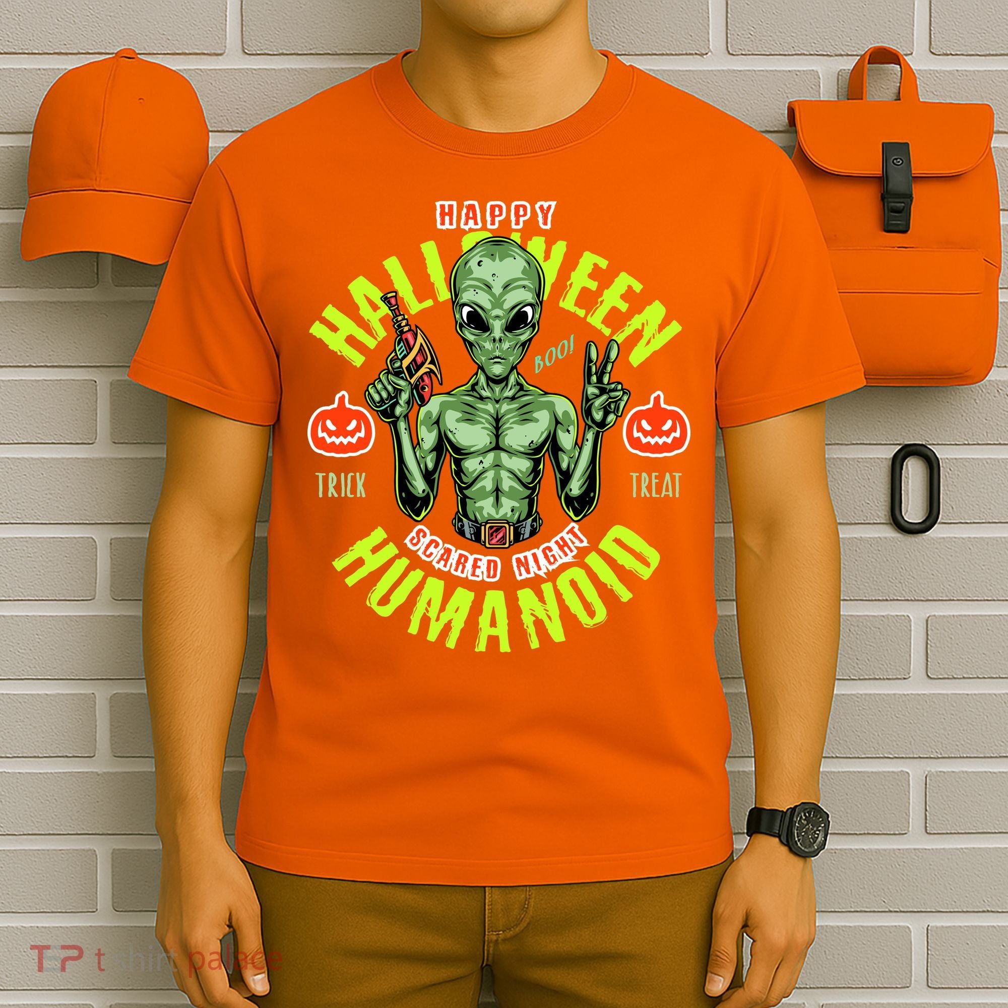 Happy Halloween Humanoid Alien Trick Or Treat T-Shirt