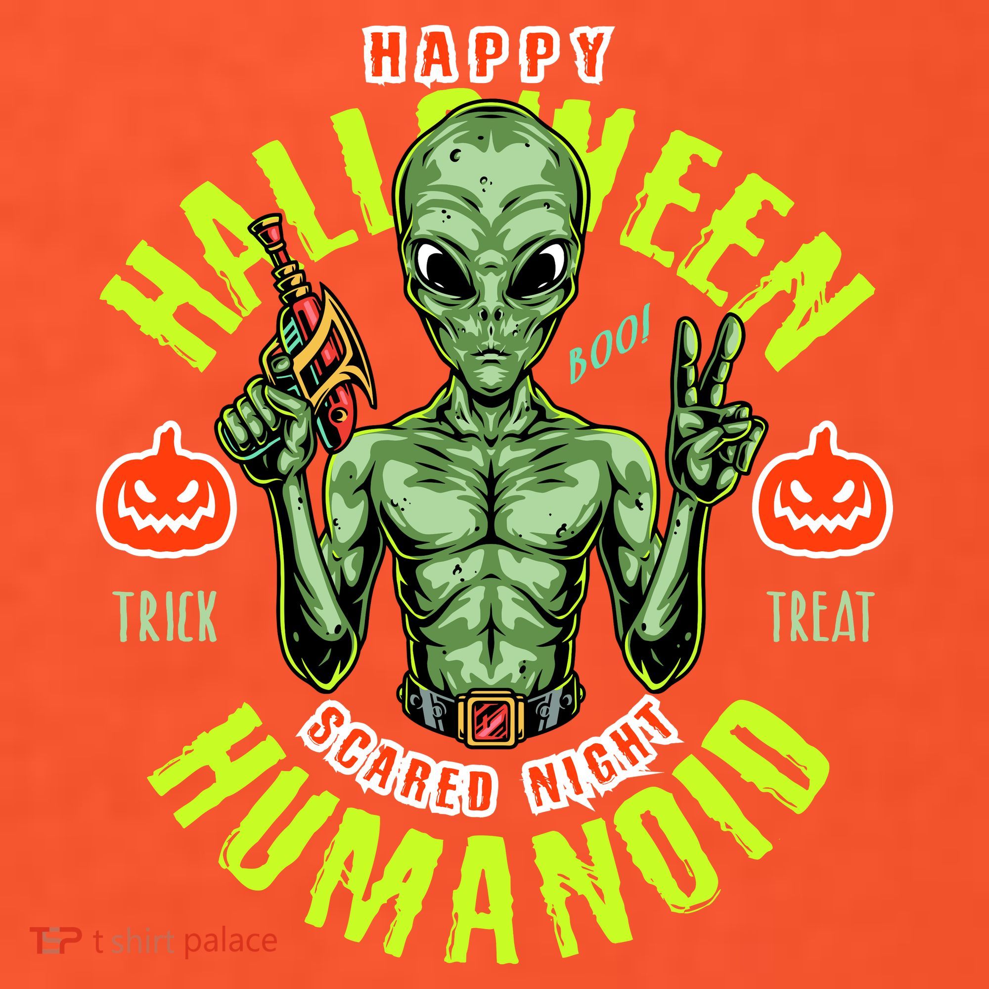 Happy Halloween Humanoid Alien Trick Or Treat Coaster