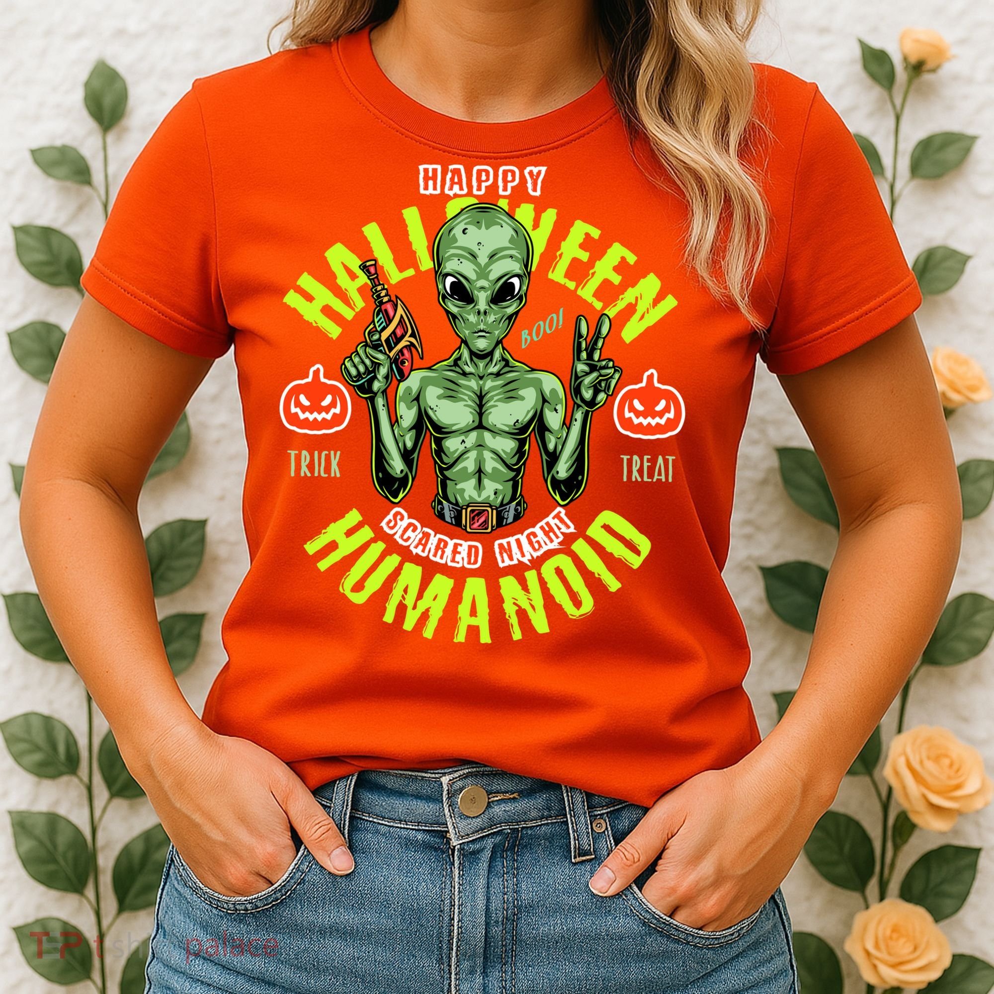 Happy Halloween Humanoid Alien Trick Or Treat Women's T-Shirt