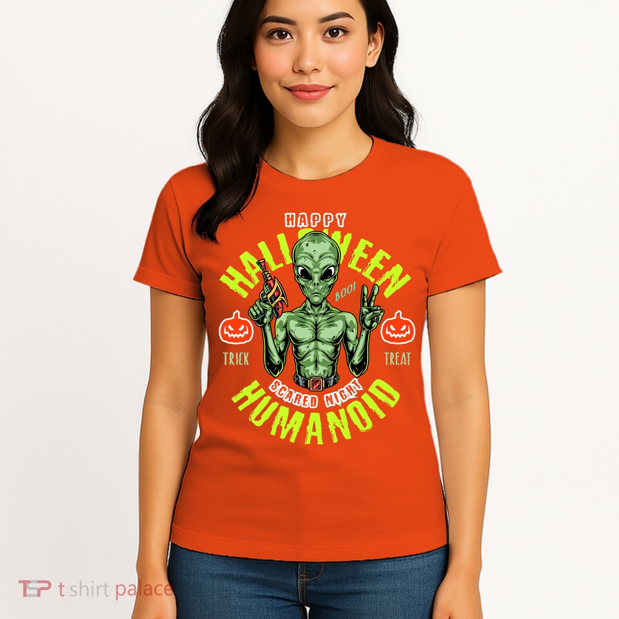 Happy Halloween Humanoid Alien Trick Or Treat Women's T-Shirt